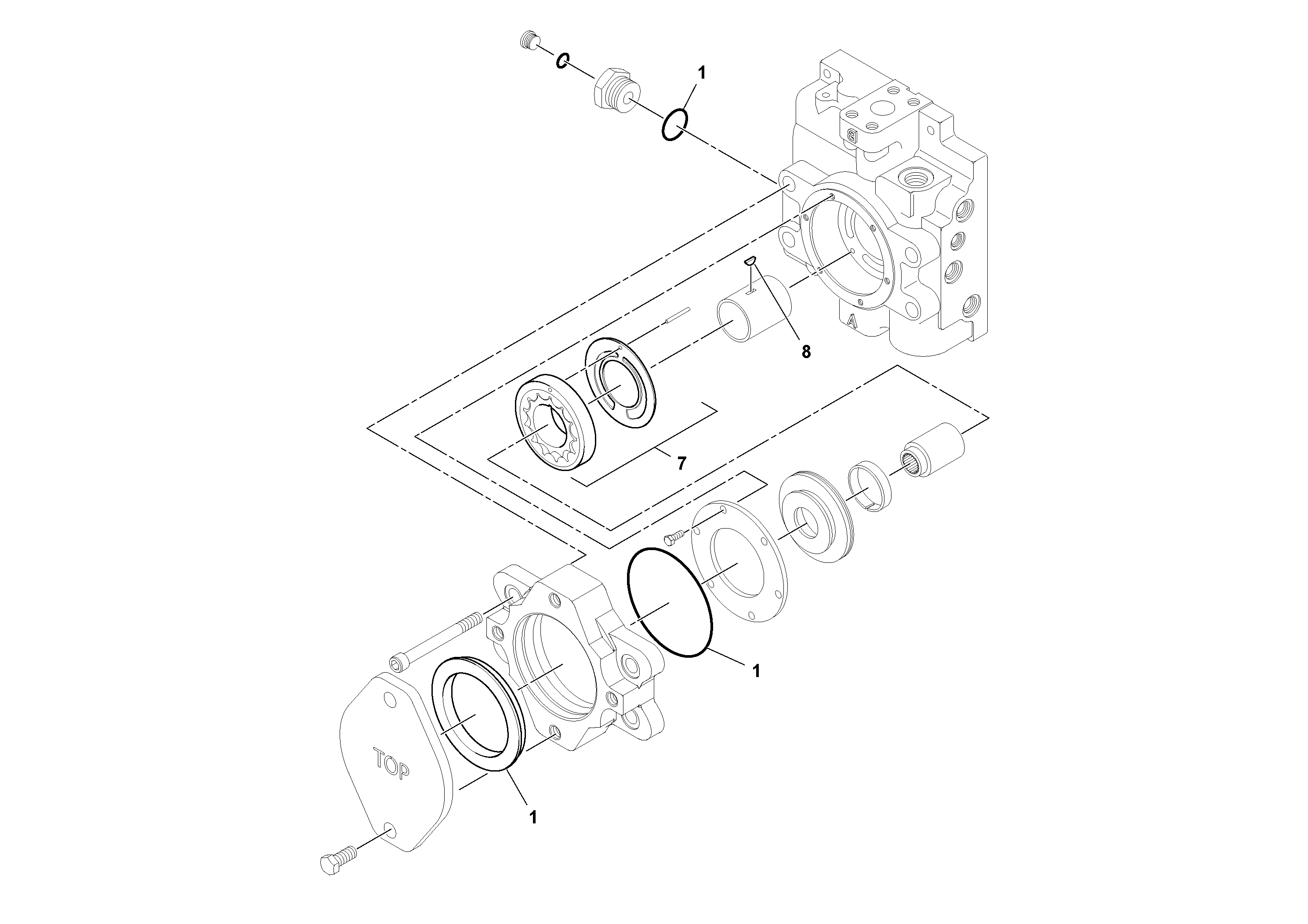 Схема запчастей Volvo PF4410 - 93216 Traction Drive Pump Assembly PF4410 S/N 197449-