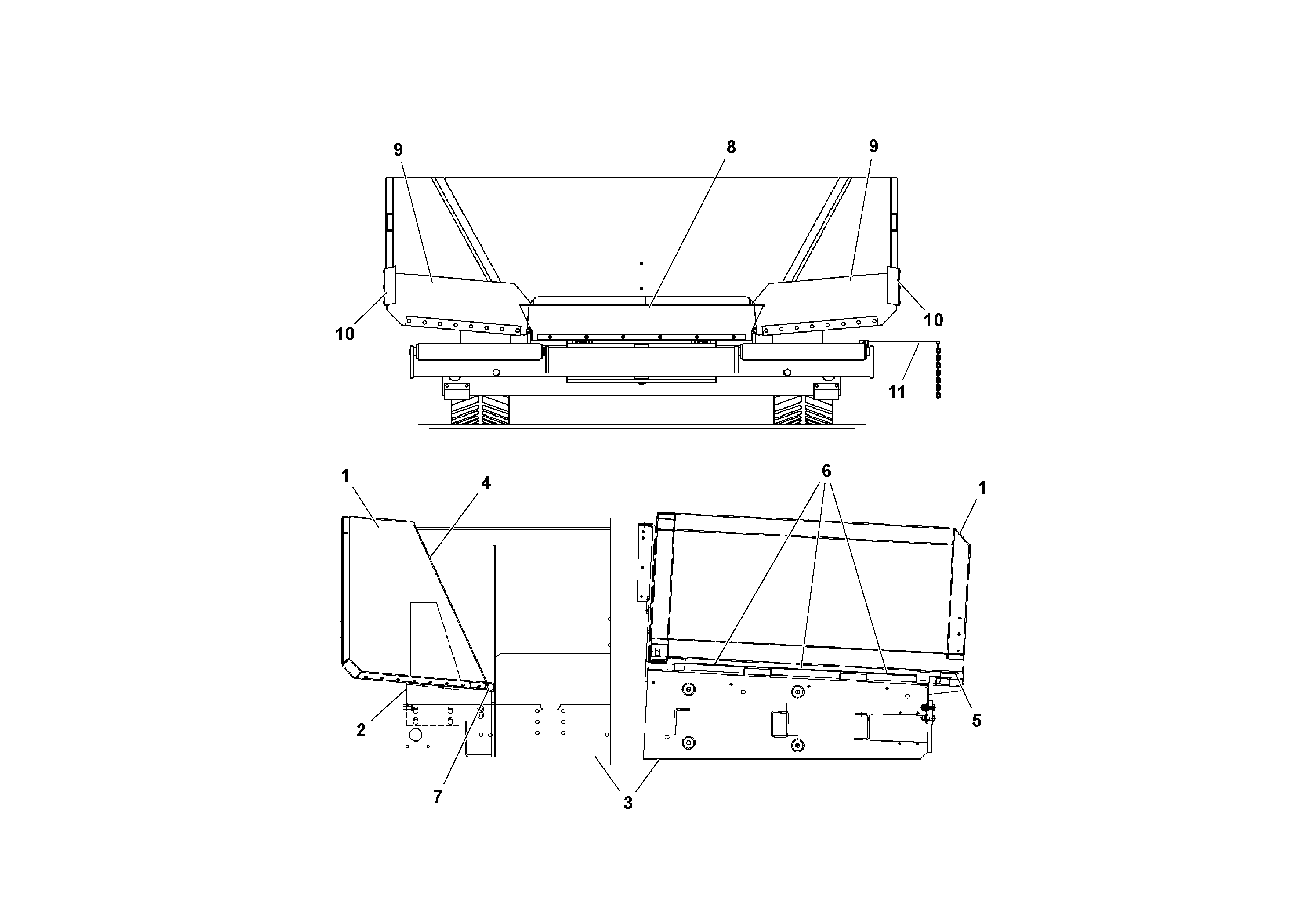 Схема запчастей Volvo PF4410 - 100521 Main frame and Hopper Arrangement PF4410 S/N 197449-
