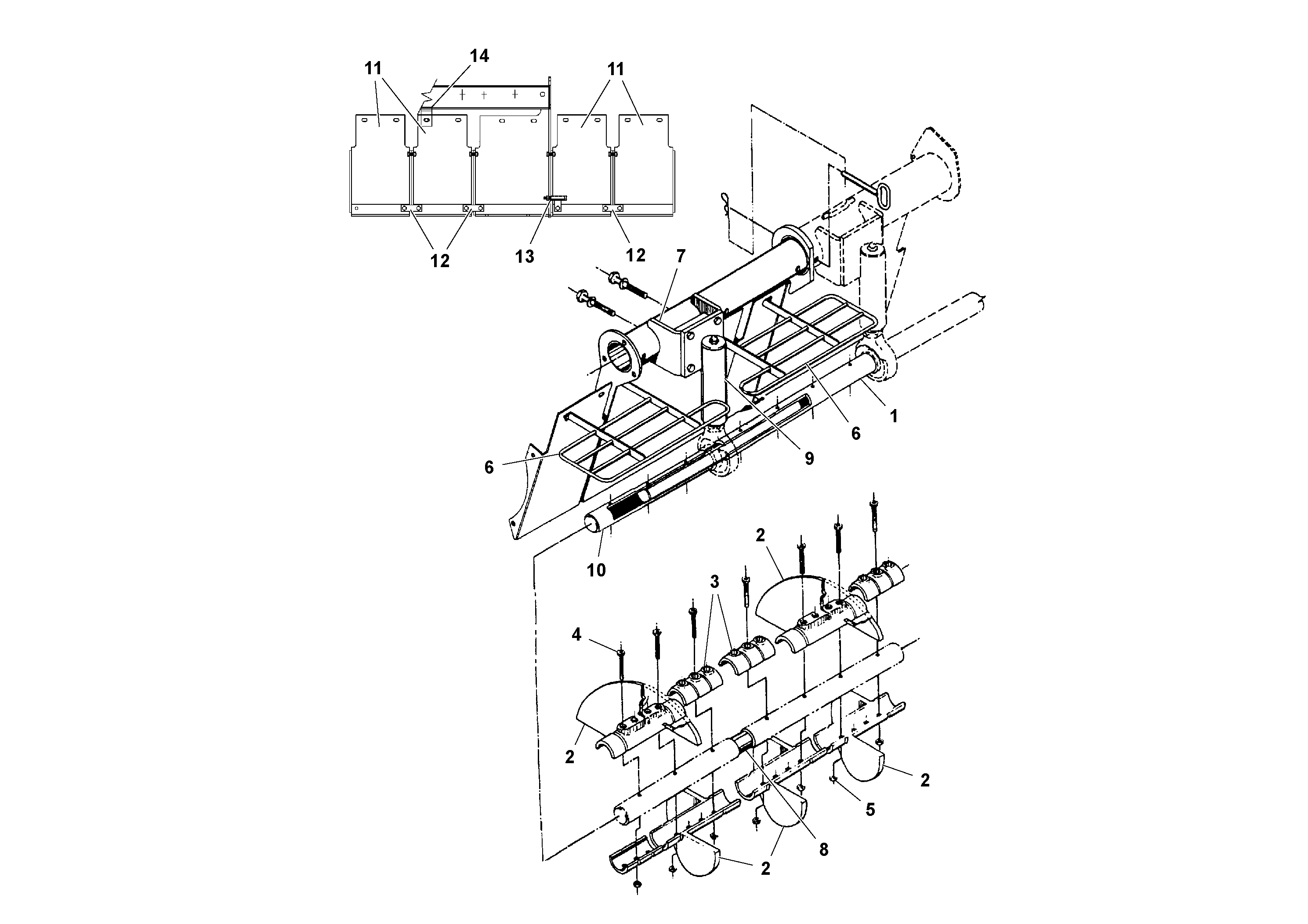 Схема запчастей Volvo PF4410 - 102051 Auger and Tunnel/guard Extension Arrangements PF4410 S/N 197449-