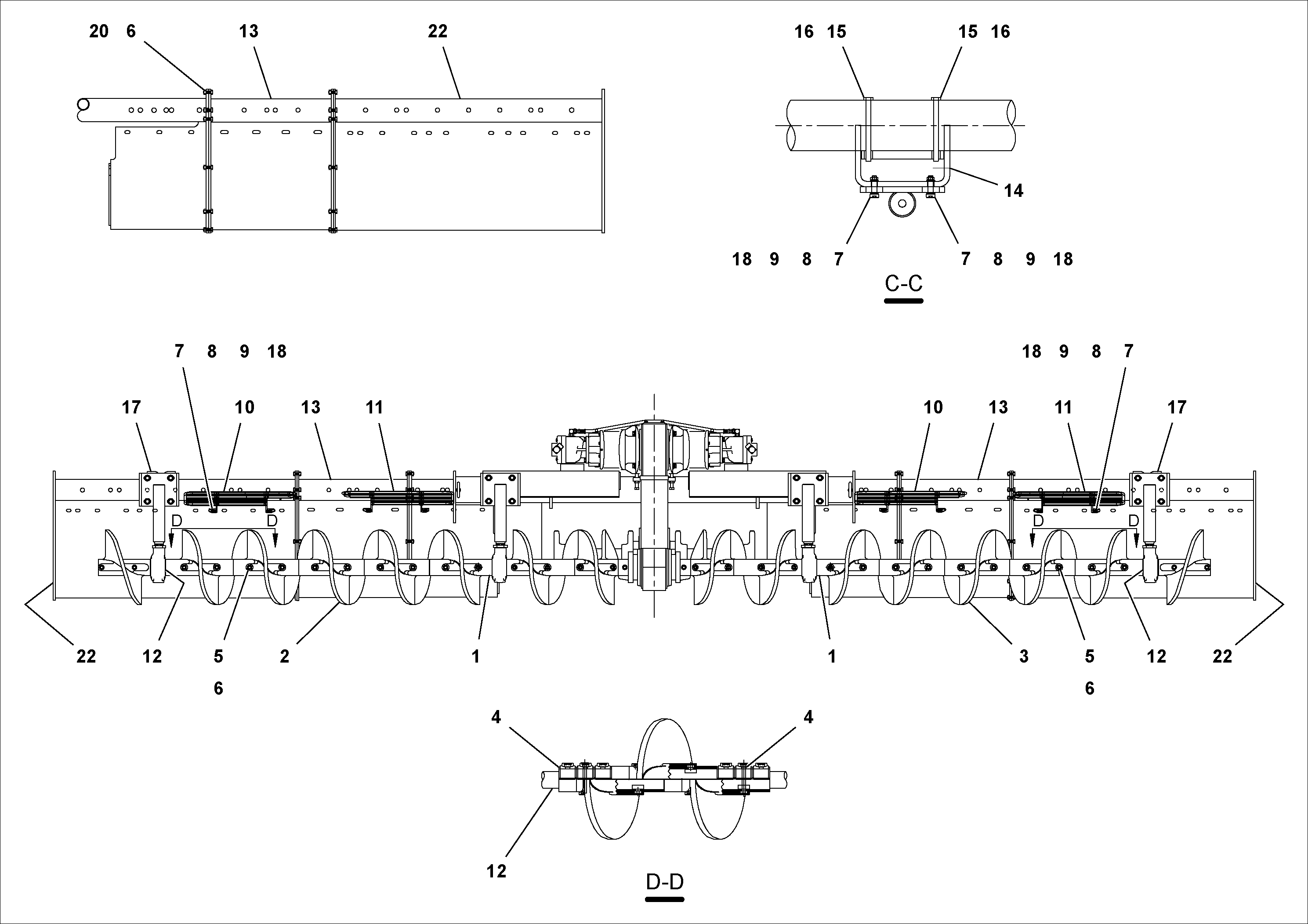 Схема запчастей Volvo PF4410 - 102563 Auger and Tunnel/guard Extension Arrangements PF4410 S/N 197449-