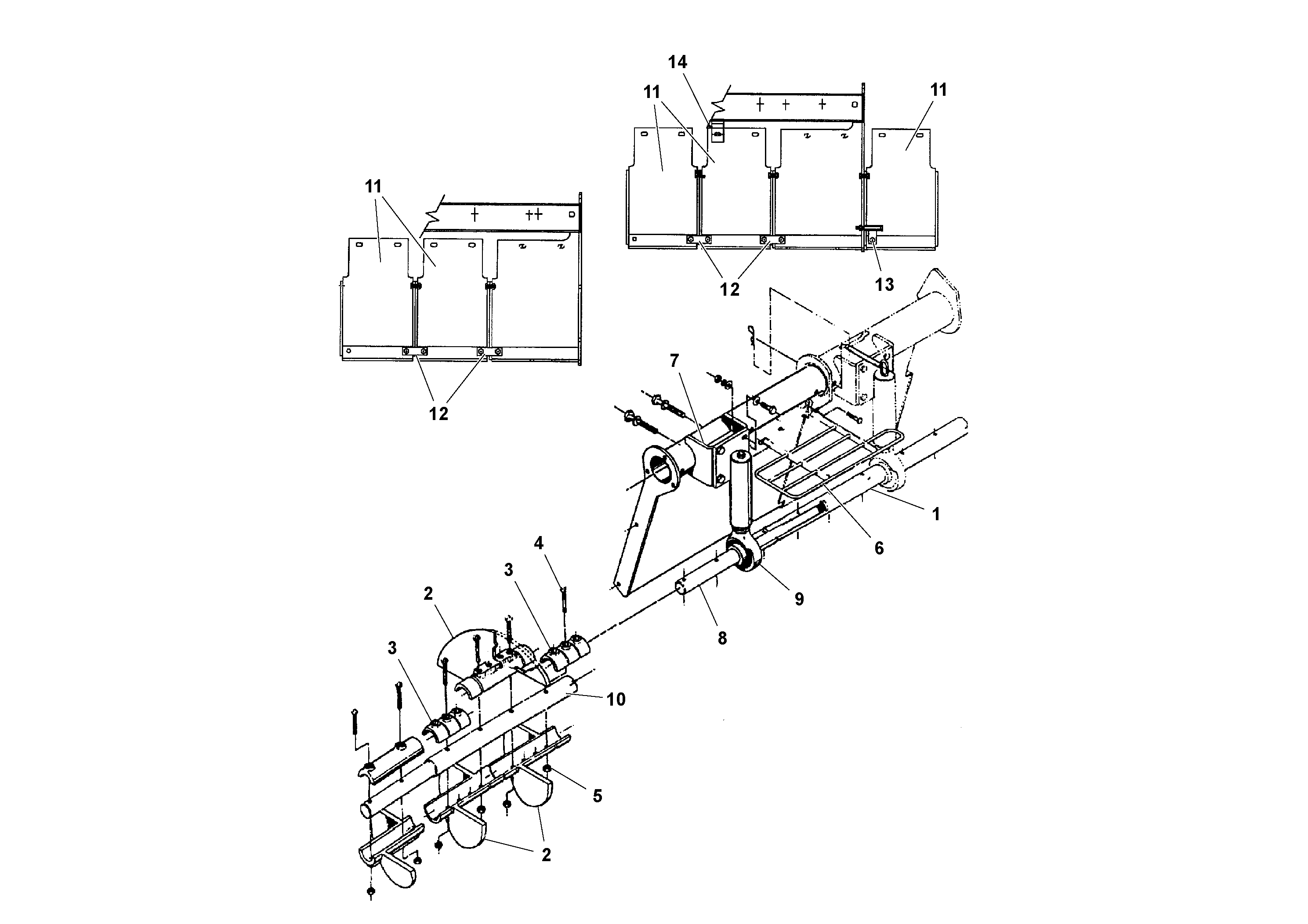 Схема запчастей Volvo PF4410 - 104325 Auger and Tunnel/guard Extension Arrangements PF4410 S/N 197449-