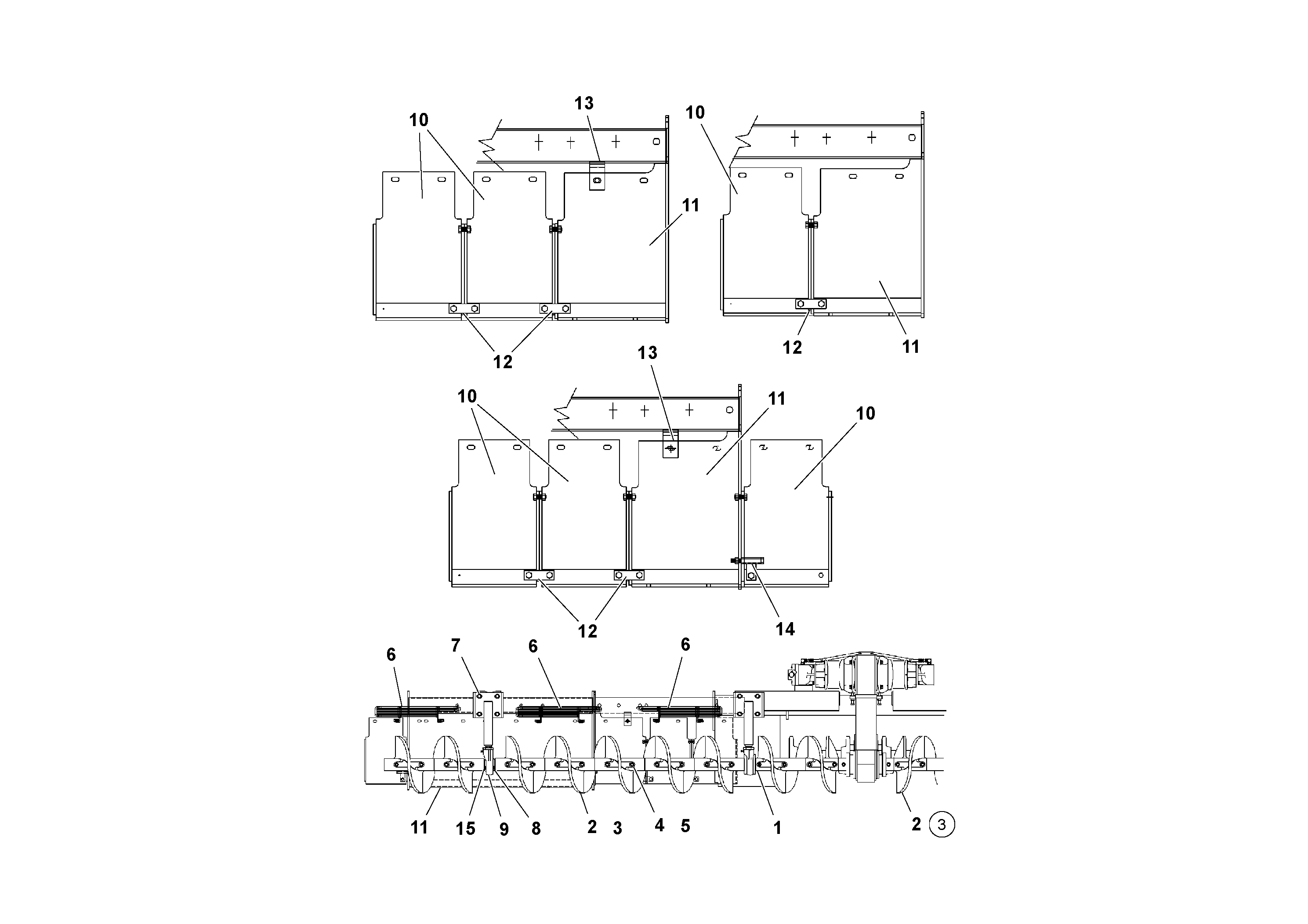 Схема запчастей Volvo PF4410 - 104605 Auger and Tunnel/guard Extension Arrangements PF4410 S/N 197449-