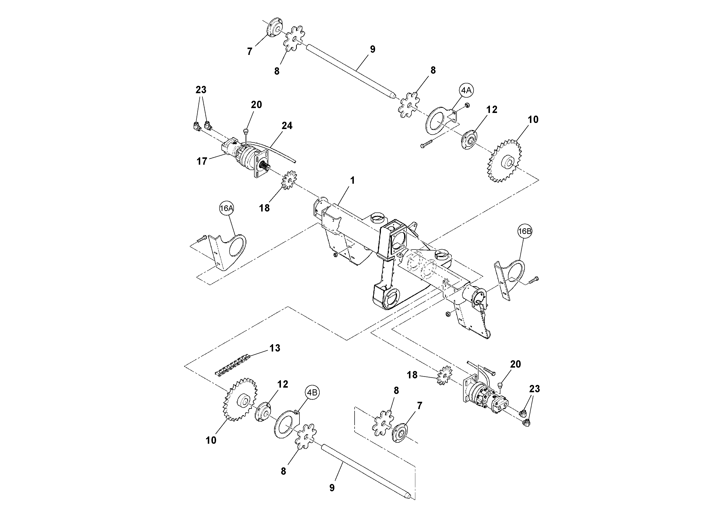 Схема запчастей Volvo PF4410 - 87848 Auger/conveyor Drive Assembly PF4410 S/N 197449-