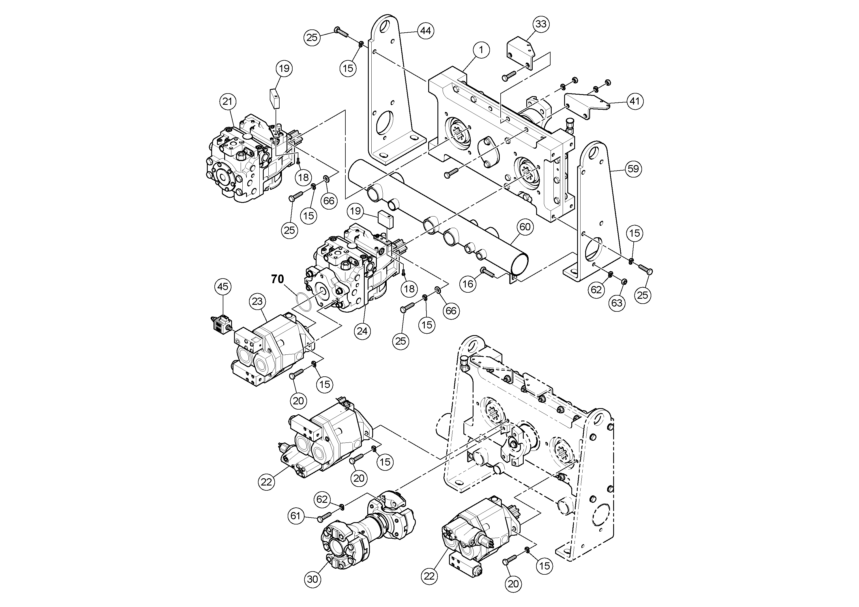 Схема запчастей Volvo PF4410 - 76843 Pump Drive Box Assembly PF4410 S/N 375009-