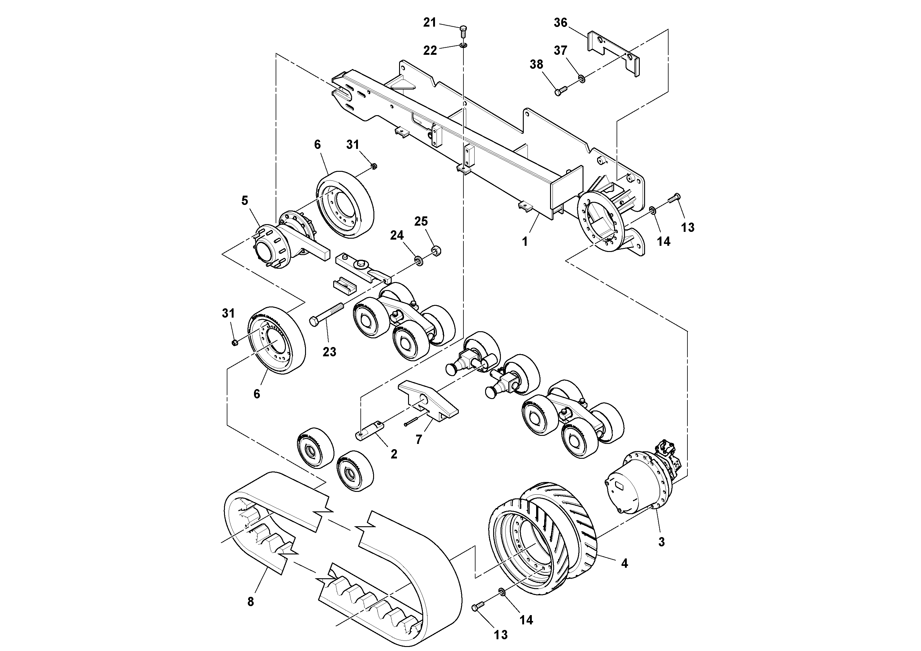 Схема запчастей Volvo PF4410 - 79796 Track Frame Assembly PF4410 S/N 375009-
