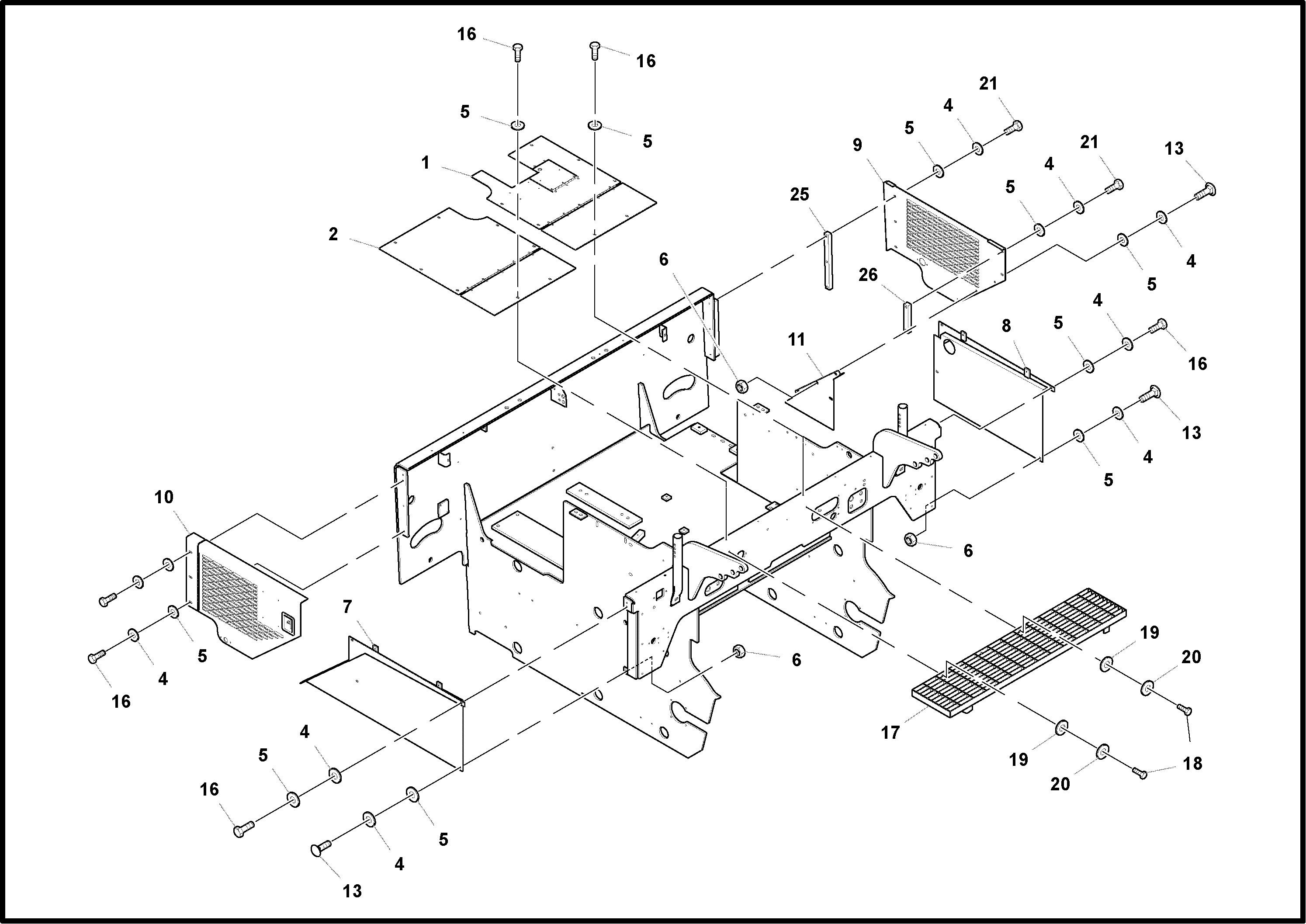 Схема запчастей Volvo PF4410 - 80354 Deck Plate Arrangement PF4410 S/N 375009-