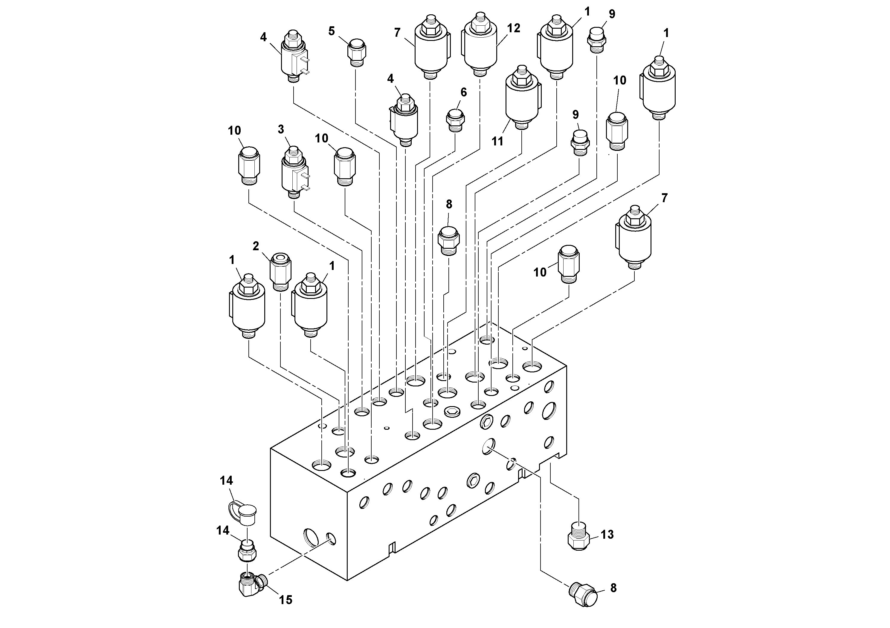 Схема запчастей Volvo PF4410 - 72911 Гидрораспределитель (главный управляющий клапан) PF4410 S/N 375009-