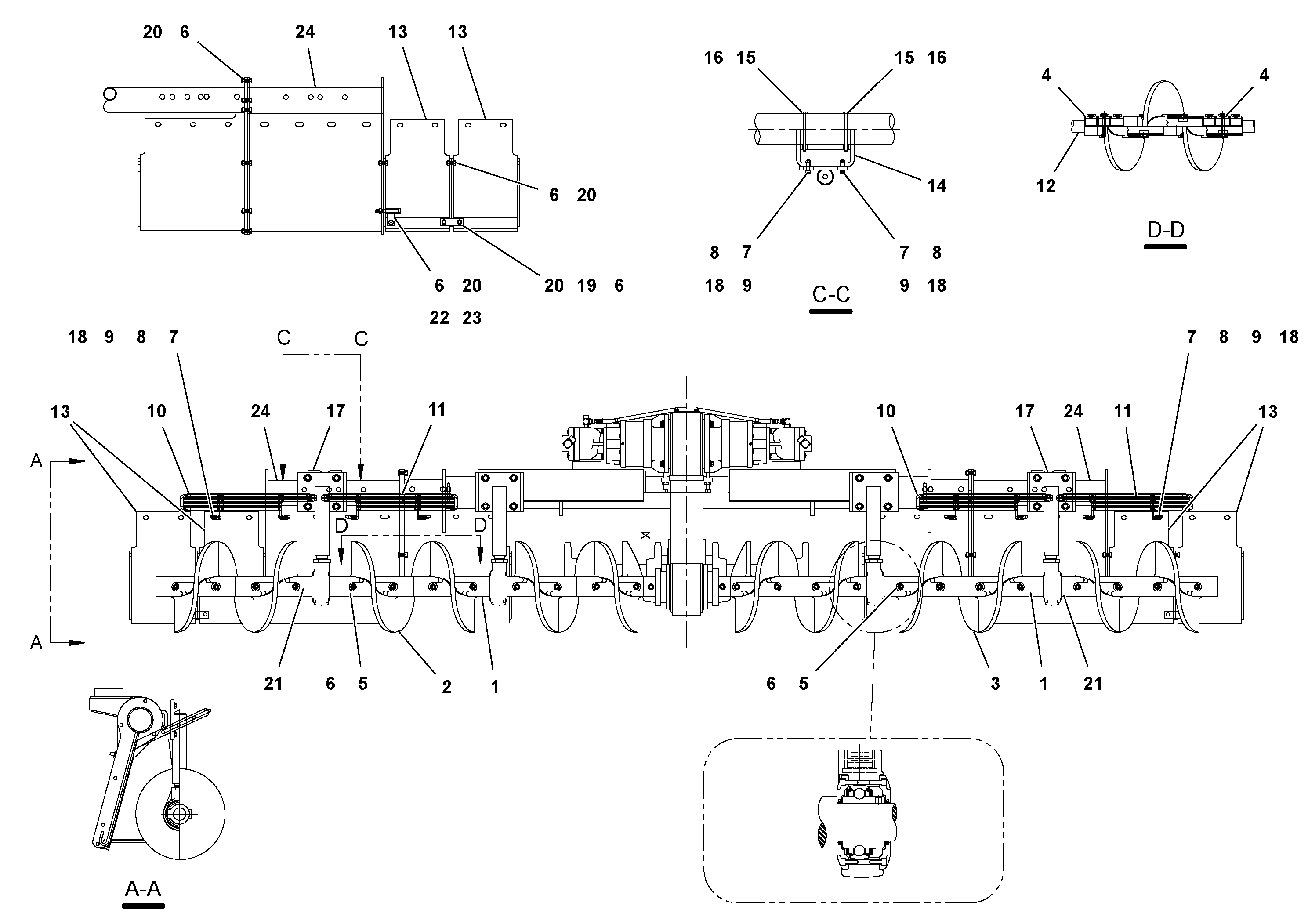 Схема запчастей Volvo PF4410 - 101991 Auger and Tunnel/guard Extension Arrangements PF4410 S/N 375009-