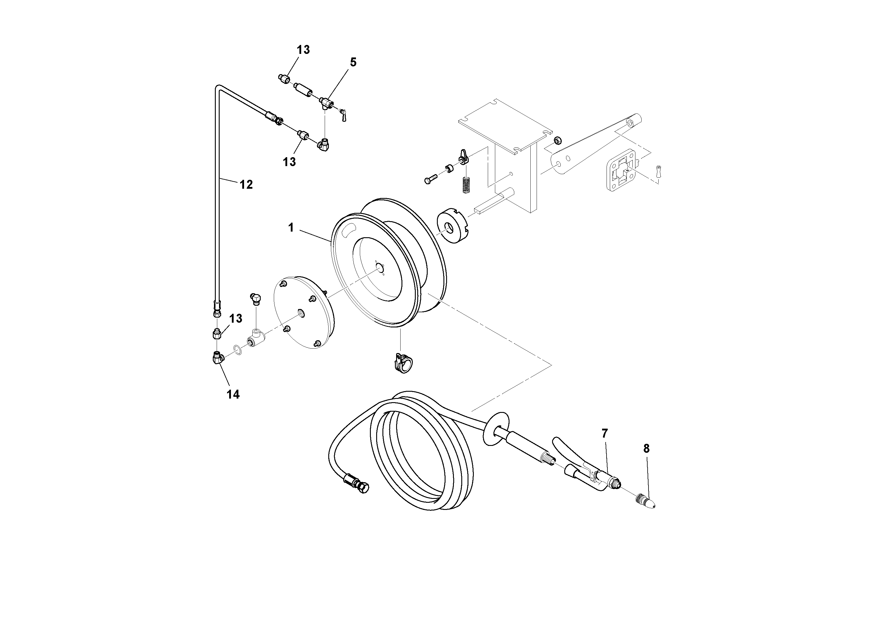 Схема запчастей Volvo PF4410 - 78865 Wash-down Hose and Reel Assembly PF4410 S/N 375009-