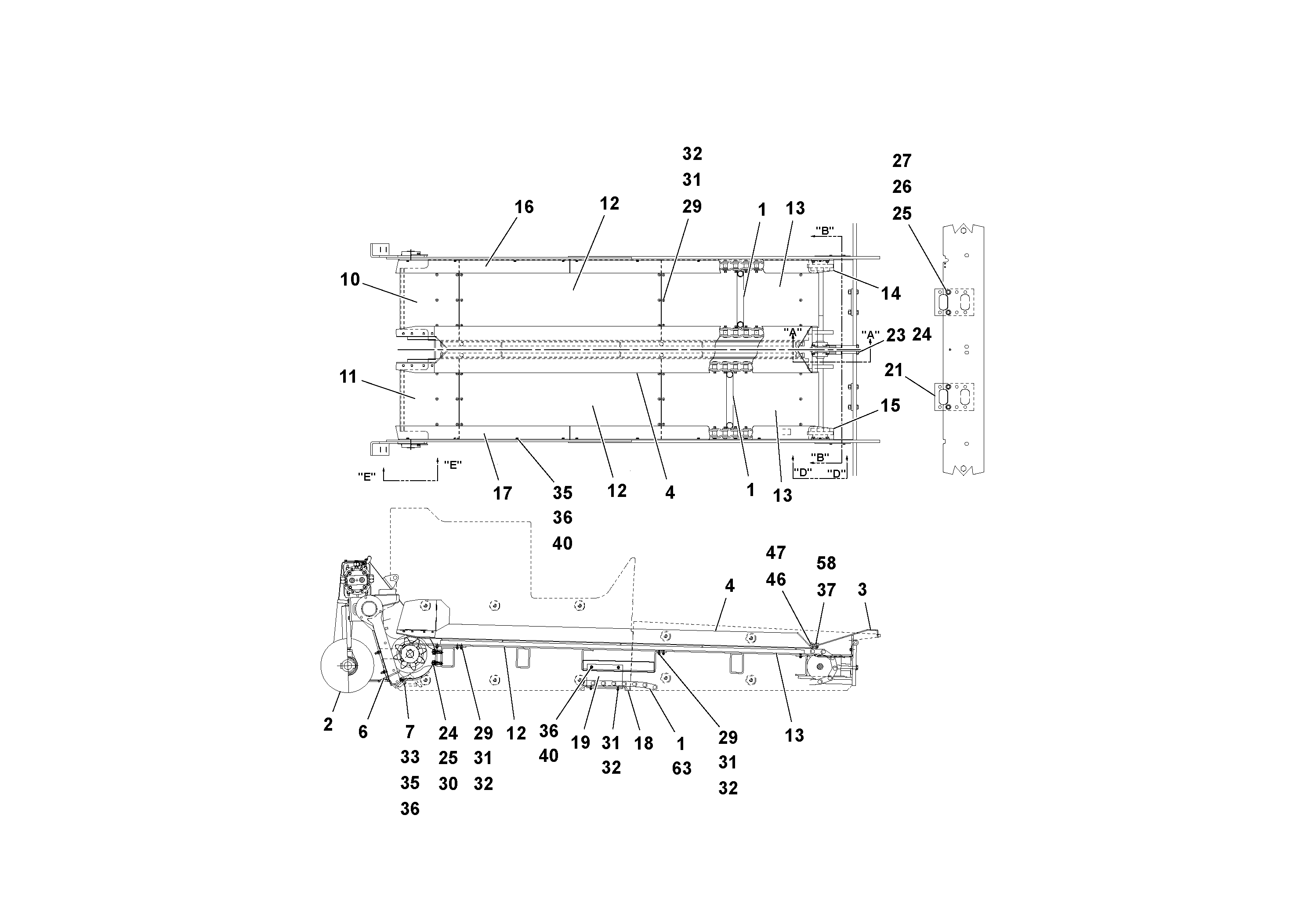 Схема запчастей Volvo PF4410 - 93915 Auger/conveyor Arrangement PF4410 S/N 197449-
