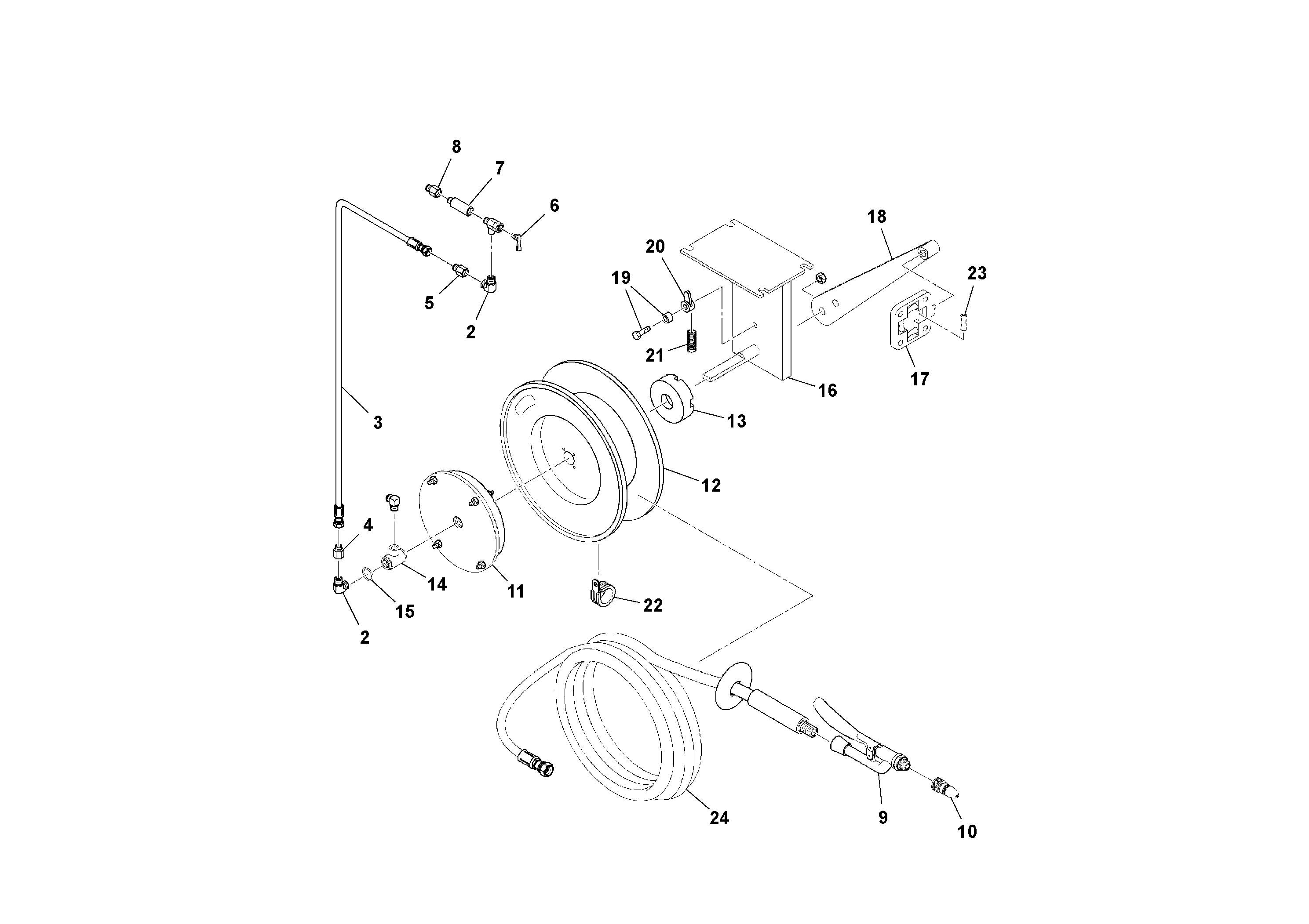 Схема запчастей Volvo PF4410 - 94806 Wash-down Hose and Reel Assembly PF4410 S/N 197449-