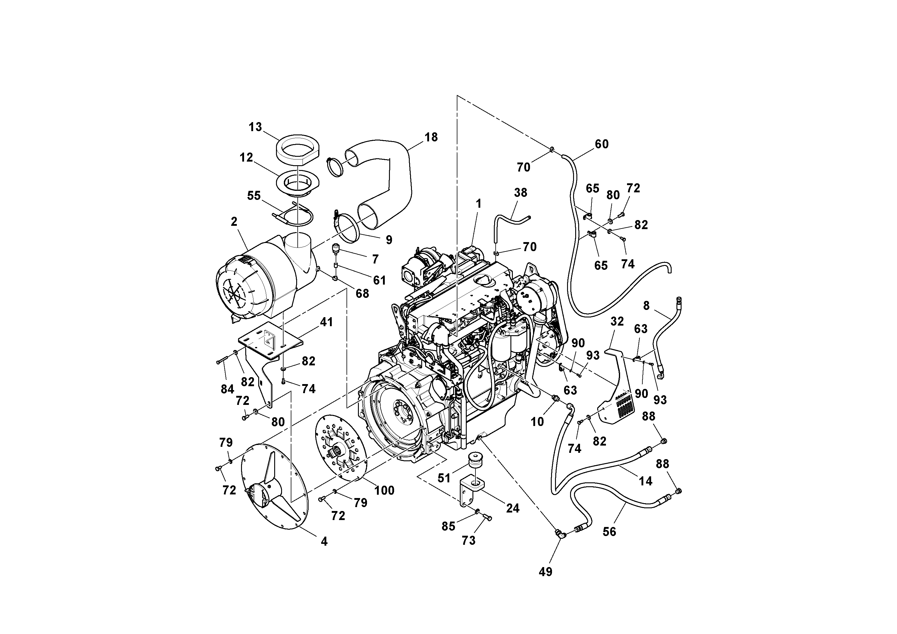 Схема запчастей Volvo PF4410 - 98258 Двигатель в сборе PF4410 S/N 375009-