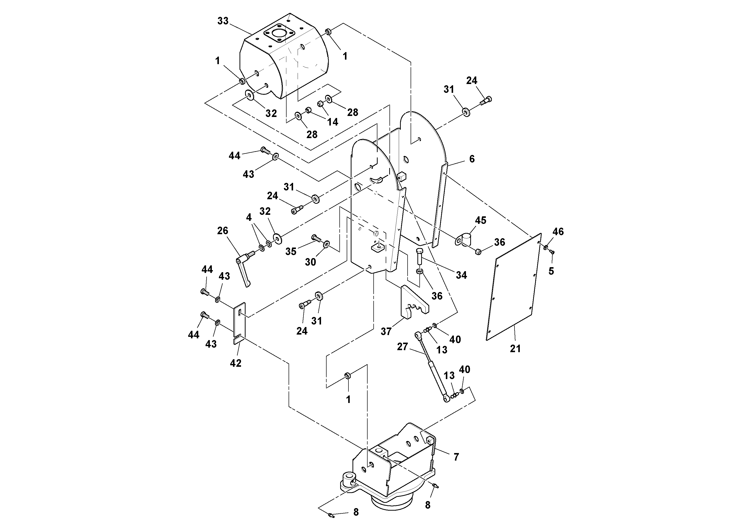 Схема запчастей Volvo PF6110 - 27901 Pedestal Assembly PF6110 S/N 197474 -