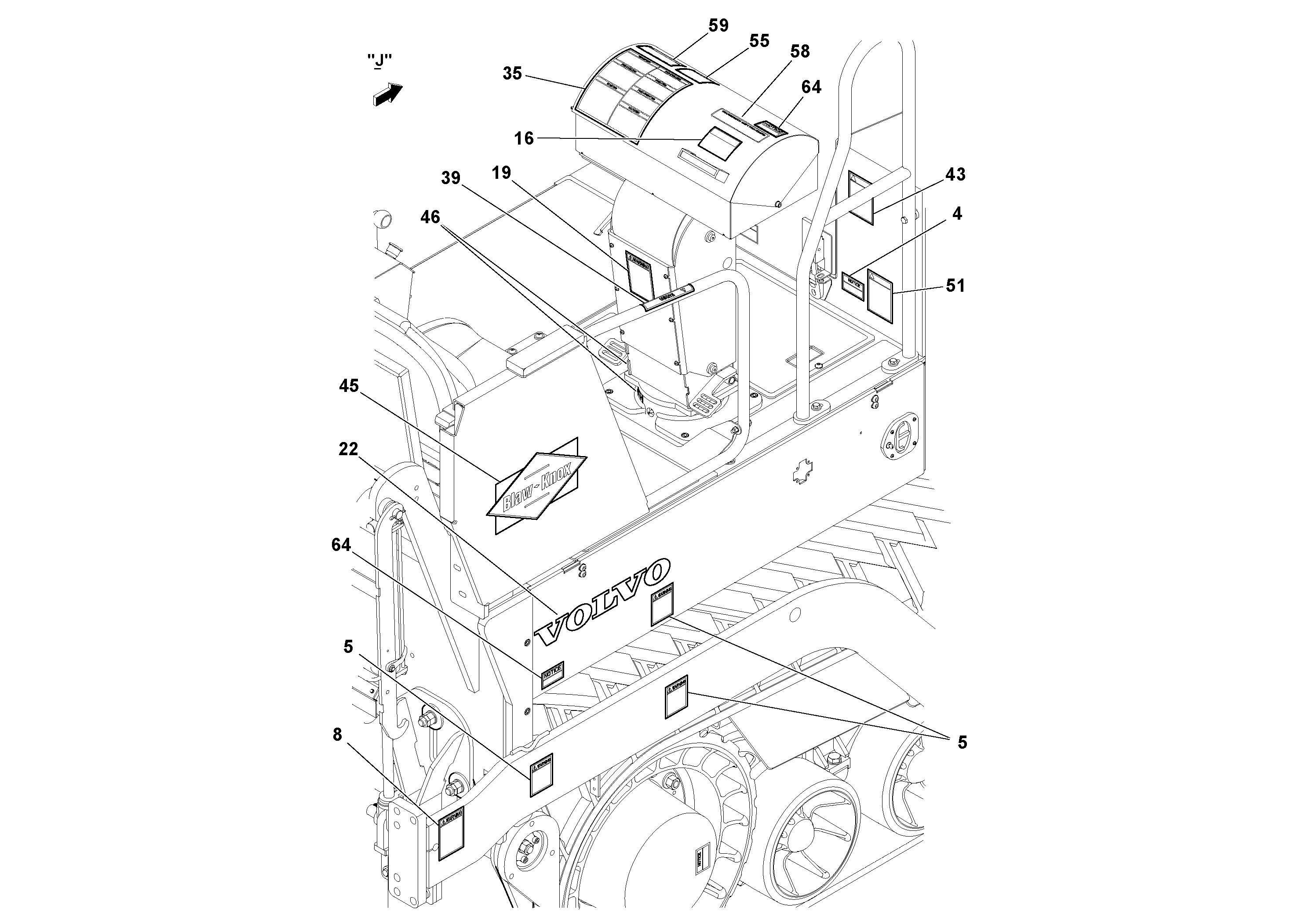 Схема запчастей Volvo PF6110 - 64651 Decal Installation PF6110 S/N 197474 -