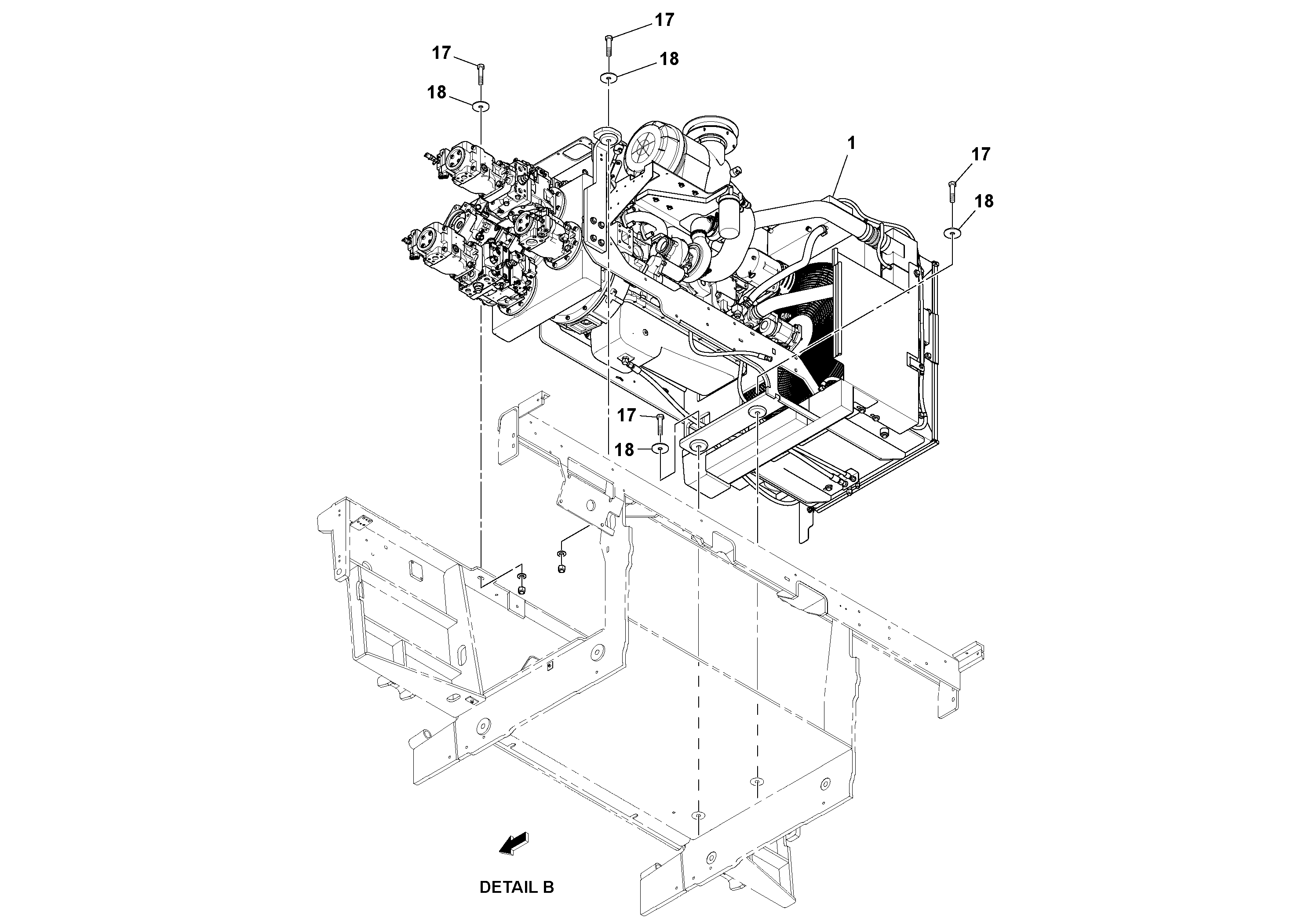 Схема запчастей Volvo PF6110 - 43020 Engine Installation PF6110 S/N 197474 -