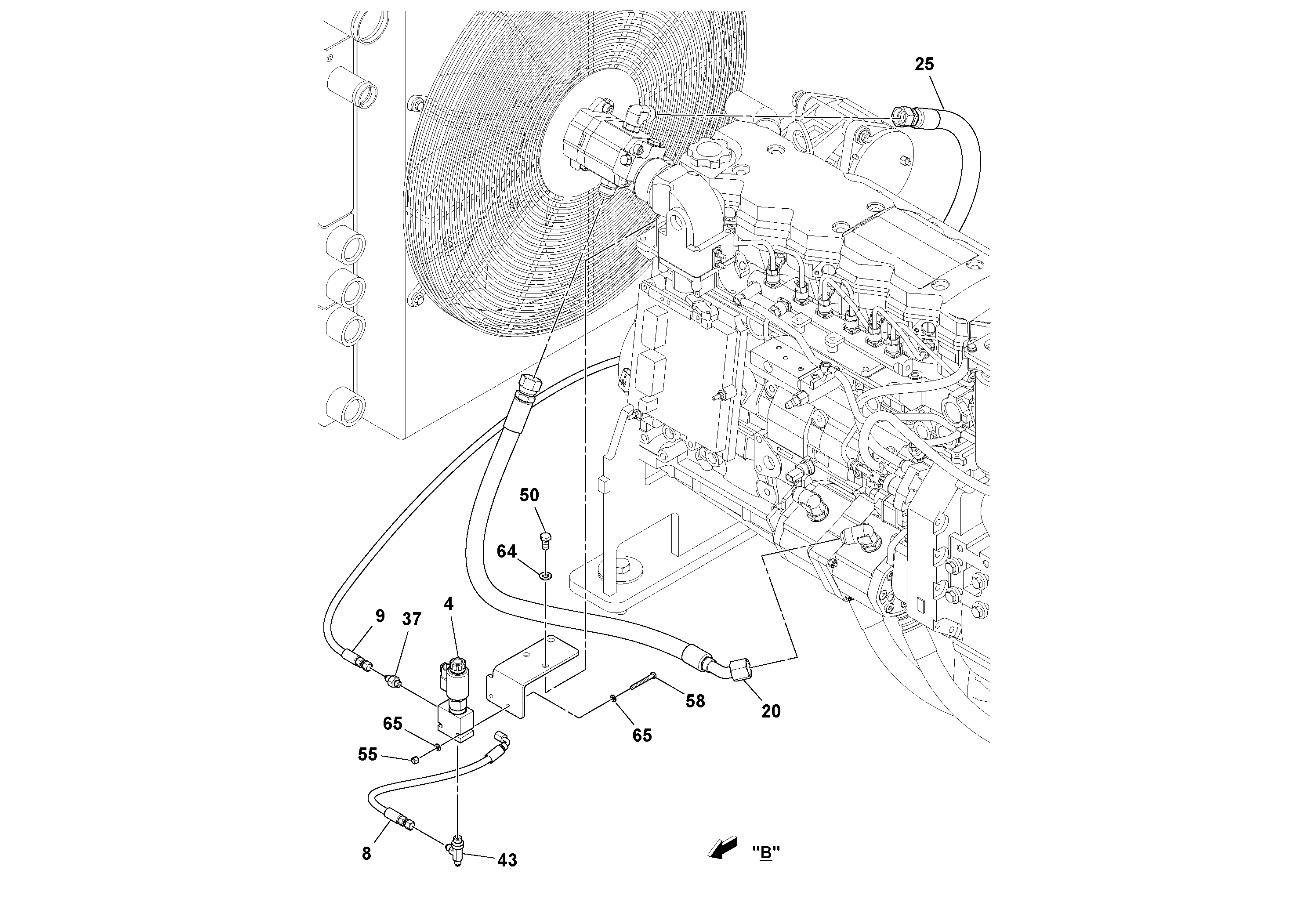 Схема запчастей Volvo PF6110 - 100945 Hydraulic Cooler Installation PF6110 S/N 197474 -