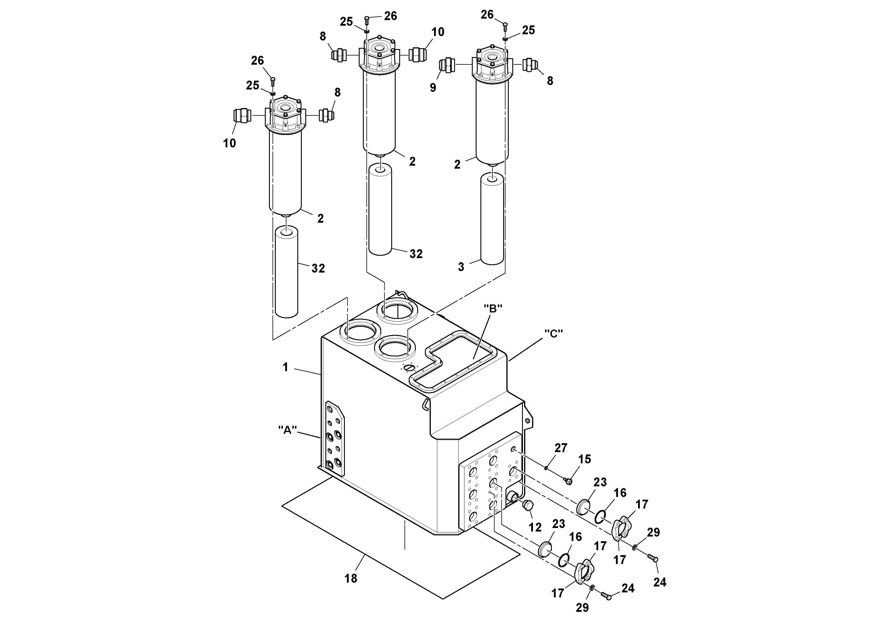 Схема запчастей Volvo PF6110 - 106478 Hydraulic Tank Assembly PF6110 S/N 197474 -