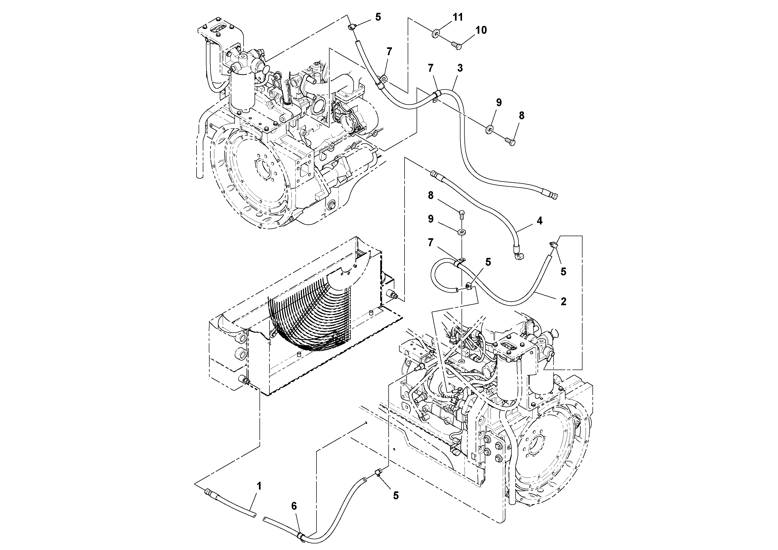 Схема запчастей Volvo PF6110 - 19779 Fuel Line Installation PF6110 S/N 197474 -