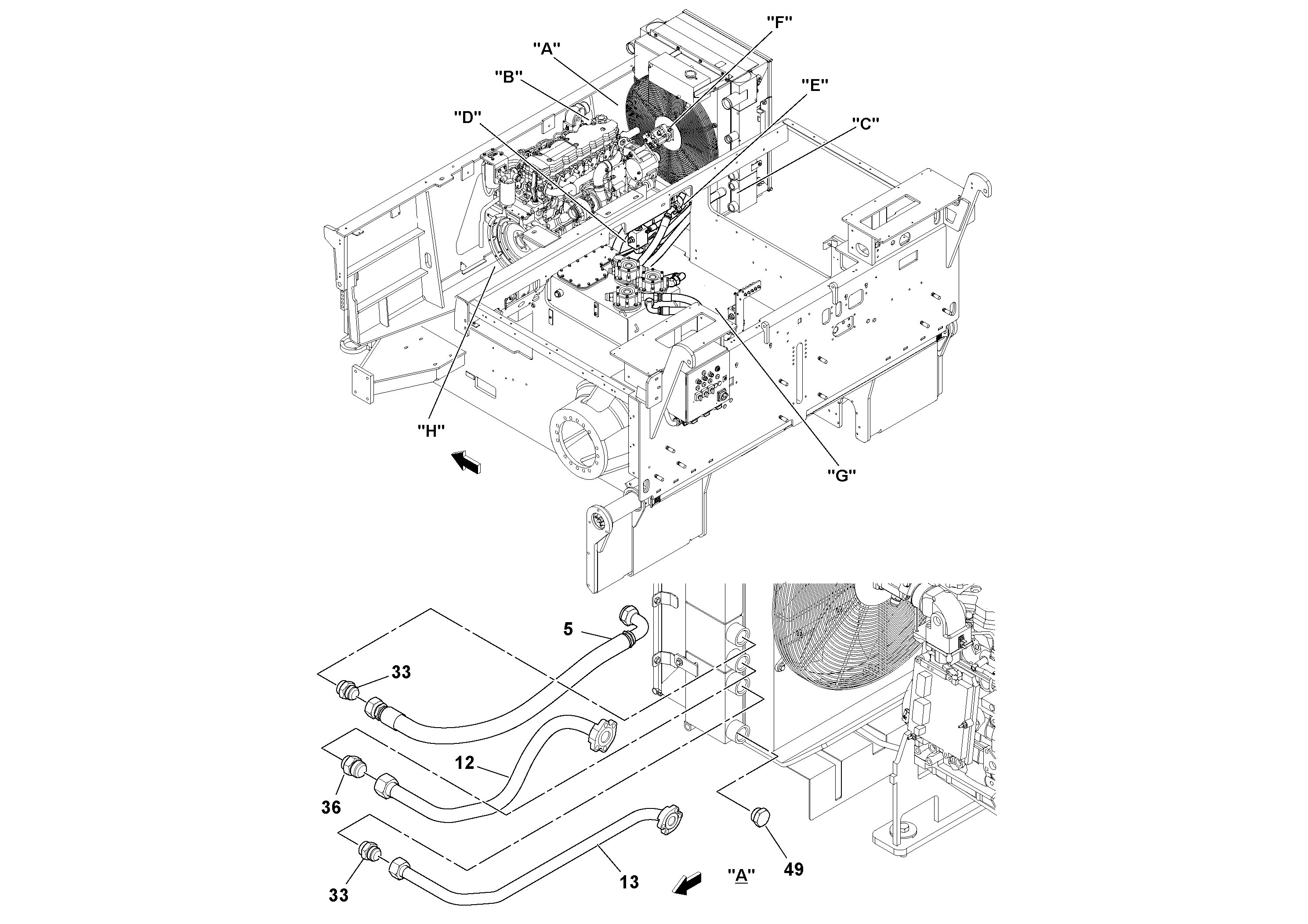 Схема запчастей Volvo PF6110 - 68657 Hydraulic Cooler Installation PF6110 S/N 197474 -