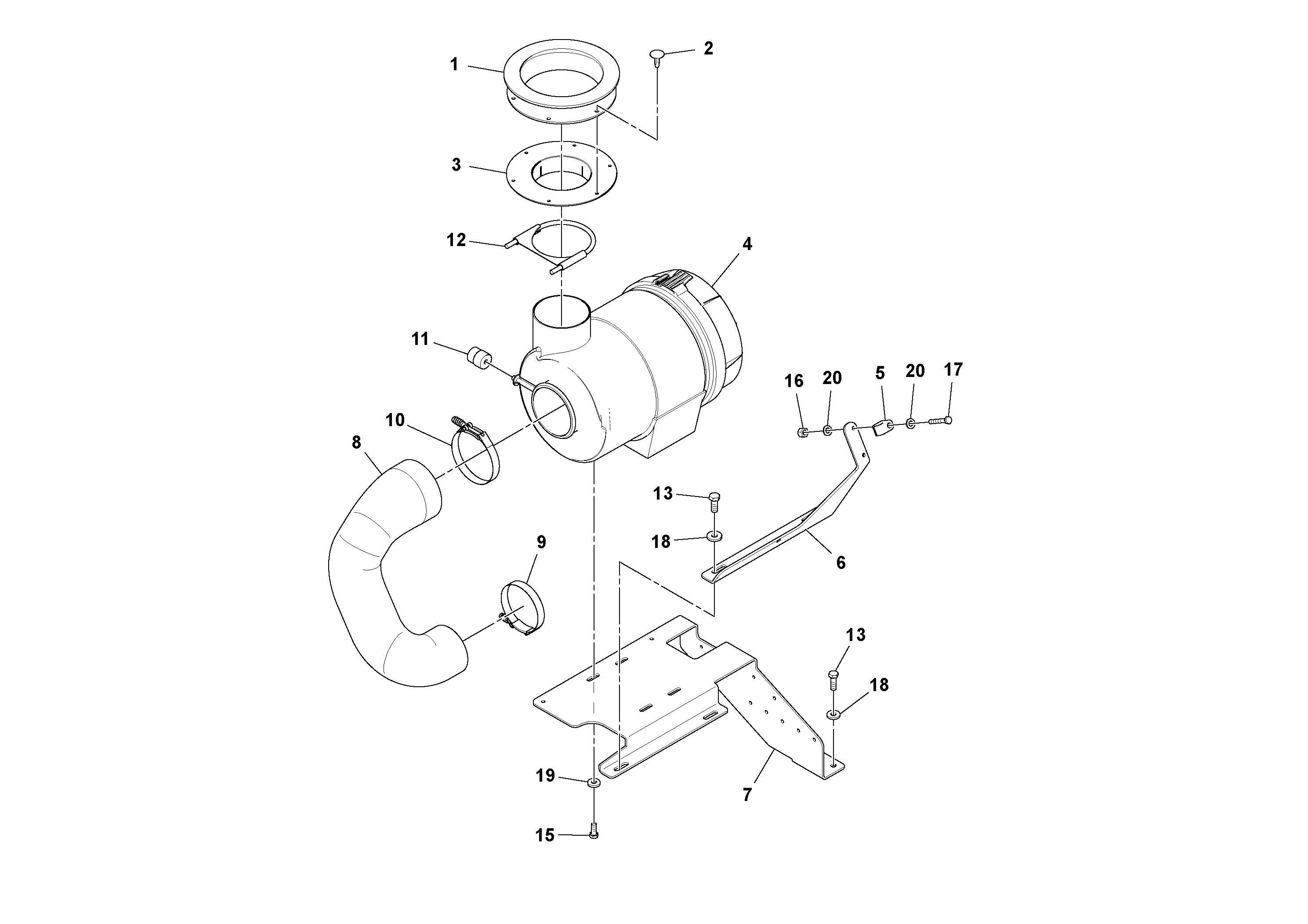Схема запчастей Volvo PF6110 - 51155 Air cleaner installation PF6110 S/N 197474 -
