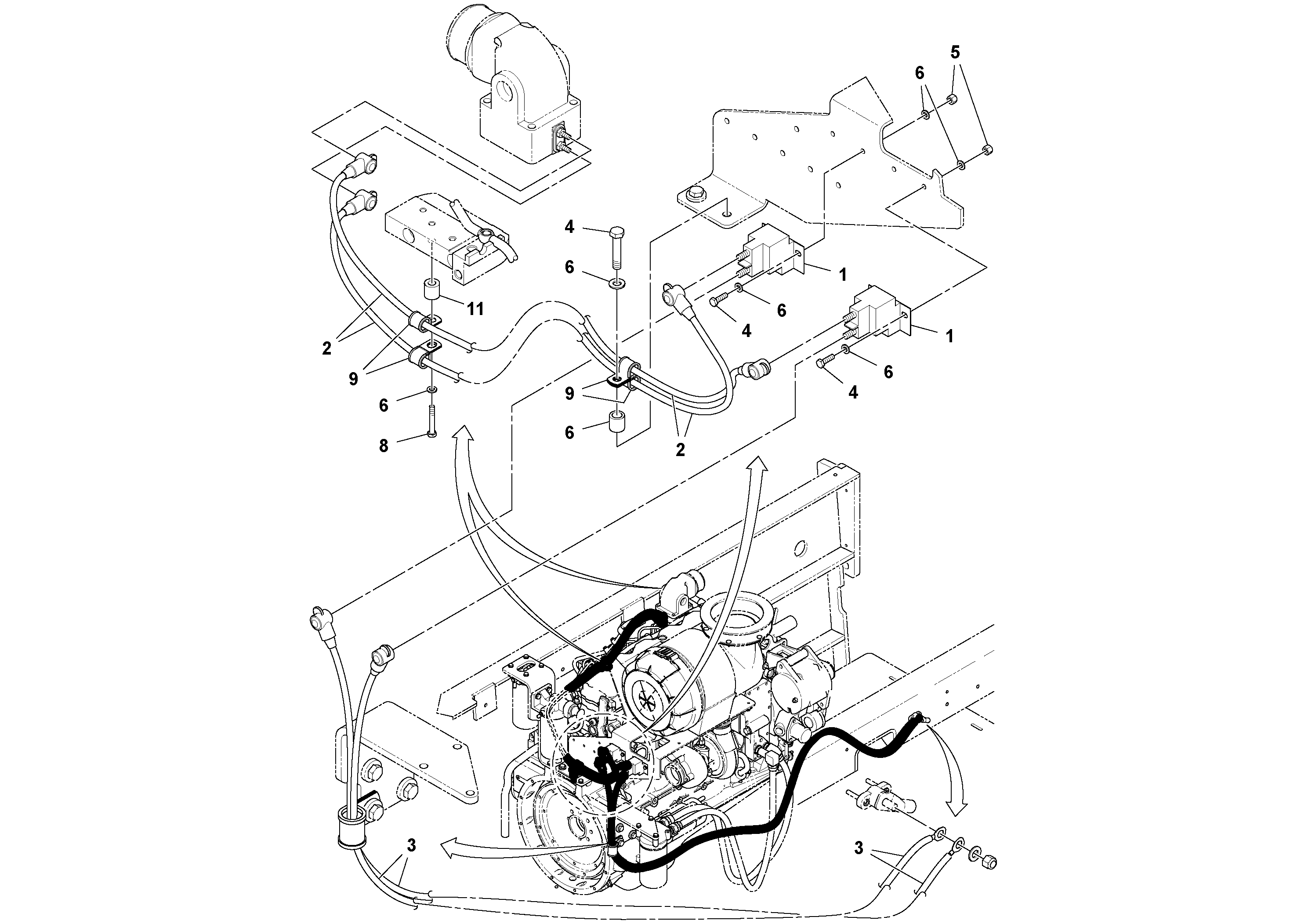 Схема запчастей Volvo PF6110 - 68566 Grid Heater Installation PF6110 S/N 197474 -