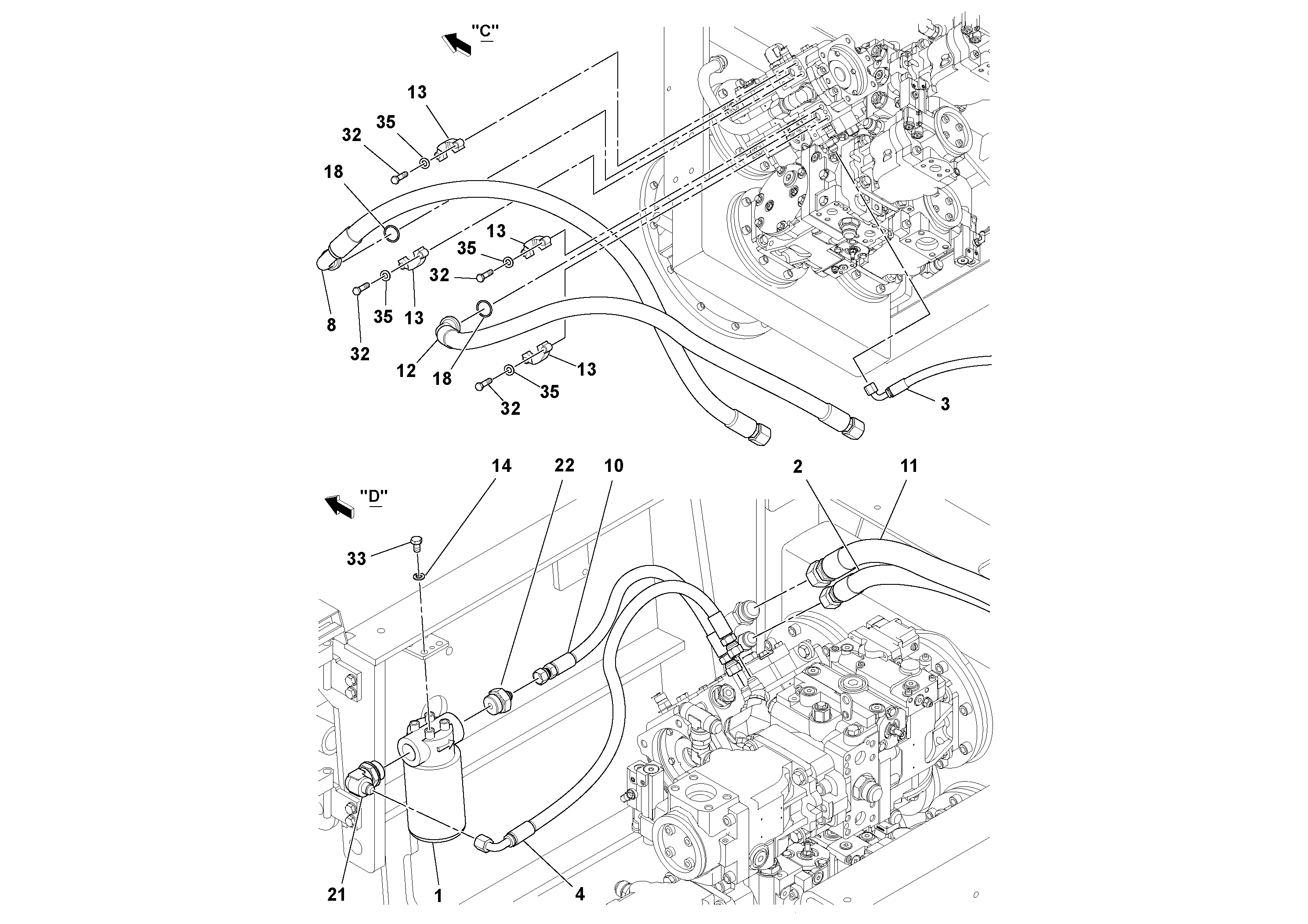 Схема запчастей Volvo PF6110 - 106652 Hydraulic Generator Installation PF6110 S/N 197474 -