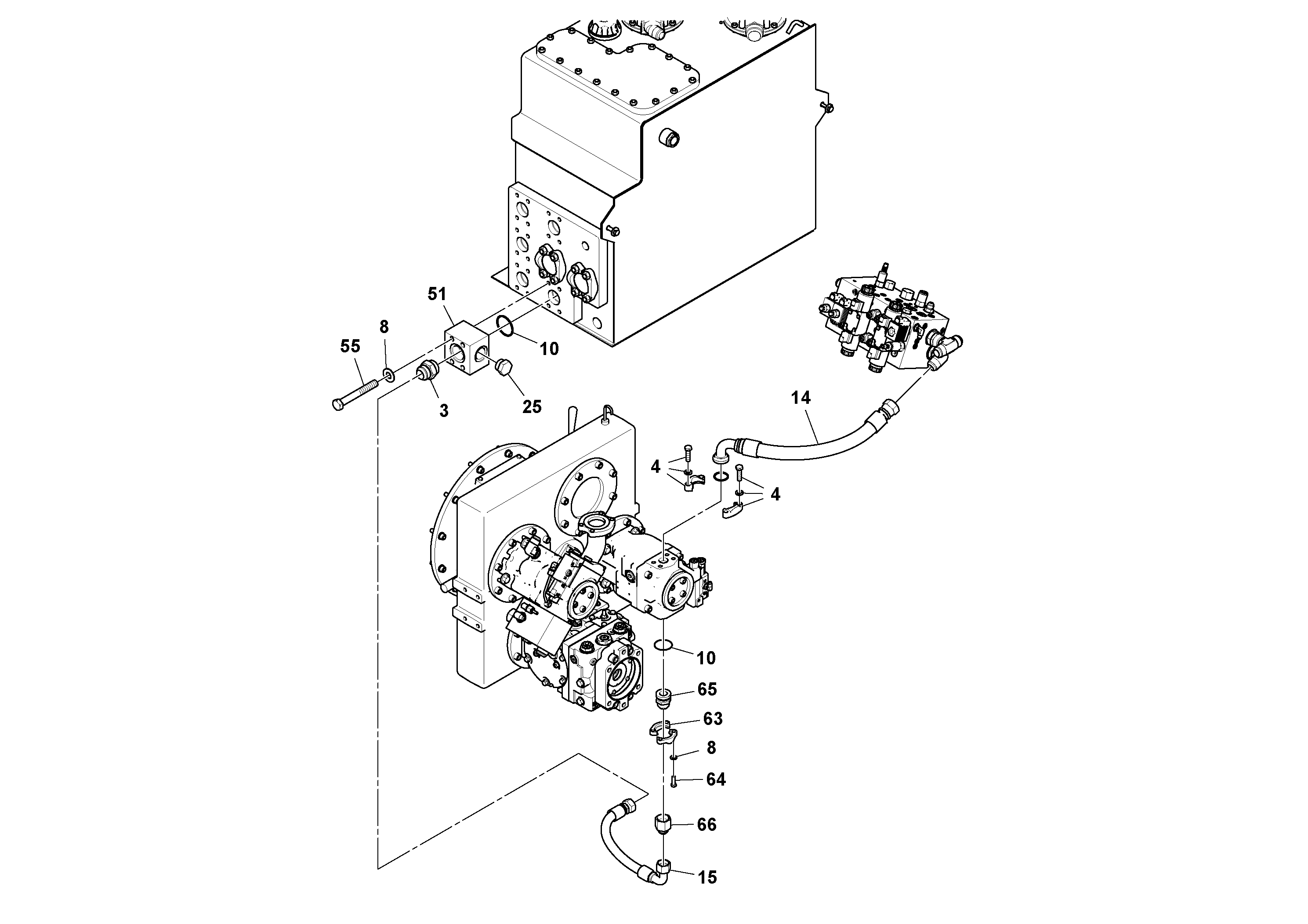 Схема запчастей Volvo PF6110 - 19787 Hydraulic Gear Pump Installation PF6110 S/N 197474 -