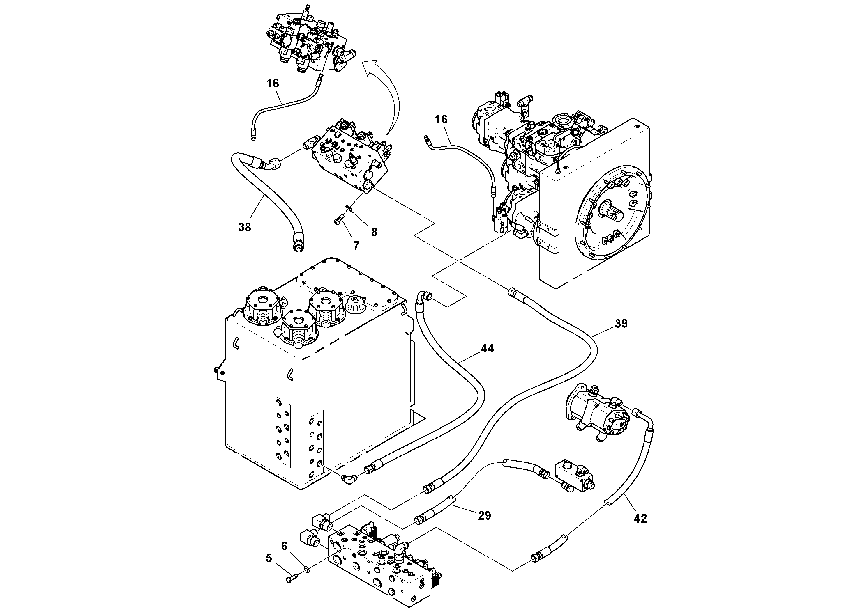 Схема запчастей Volvo PF6110 - 49951 Hydraulic Gear Pump Installation PF6110 S/N 197474 -