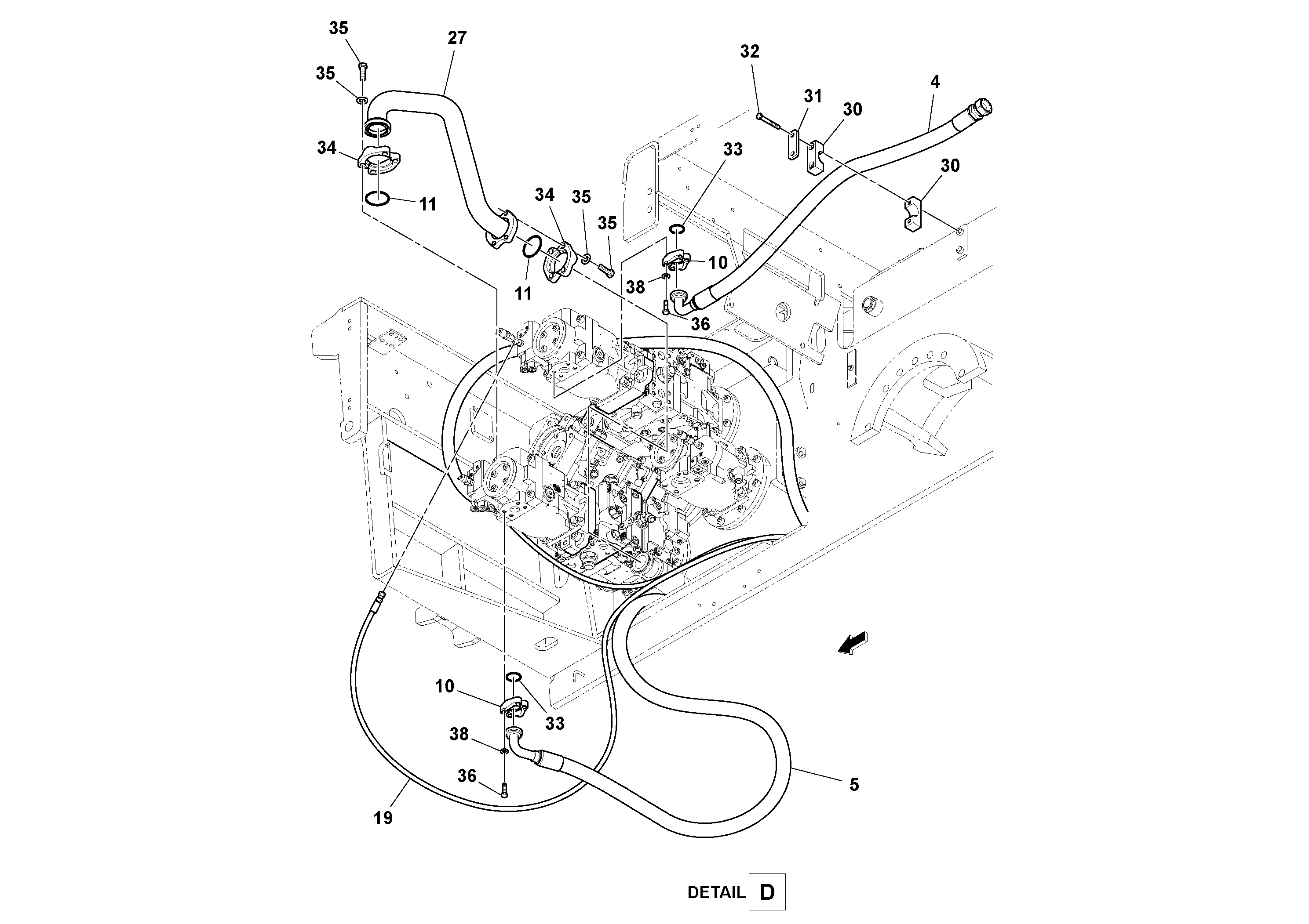Схема запчастей Volvo PF6110 - 47056 Hydraulic Feeder Installation PF6110 S/N 197474 -