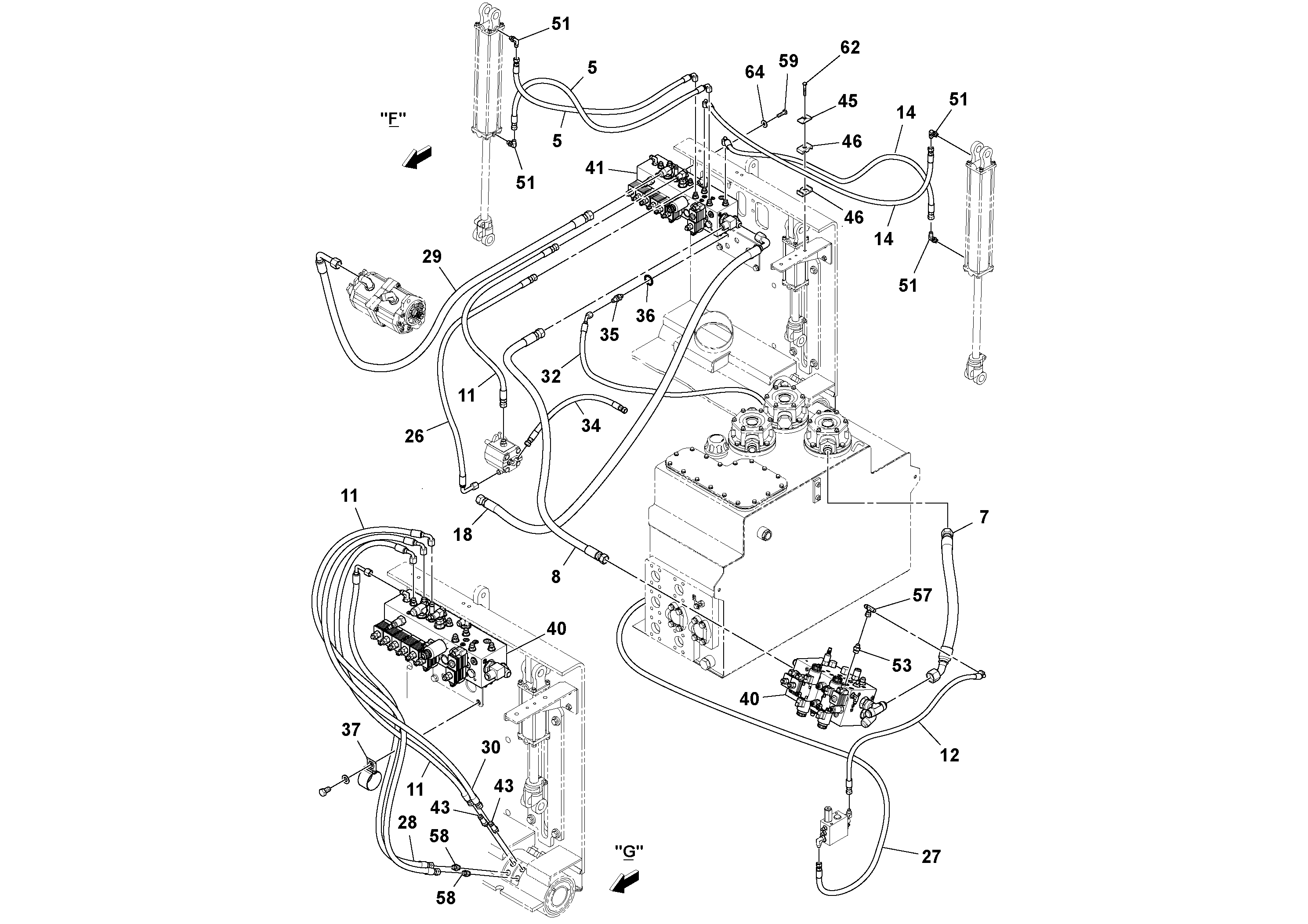 Схема запчастей Volvo PF6110 - 58460 General Purpose Hydraulic System PF6110 S/N 197474 -