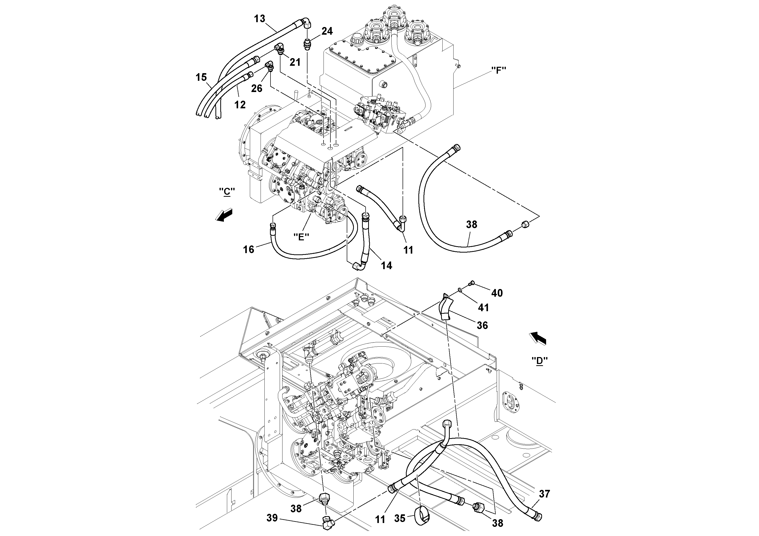Схема запчастей Volvo PF6110 - 79431 Mixer Tub Hydraulic Installation PF6110 S/N 197474 -