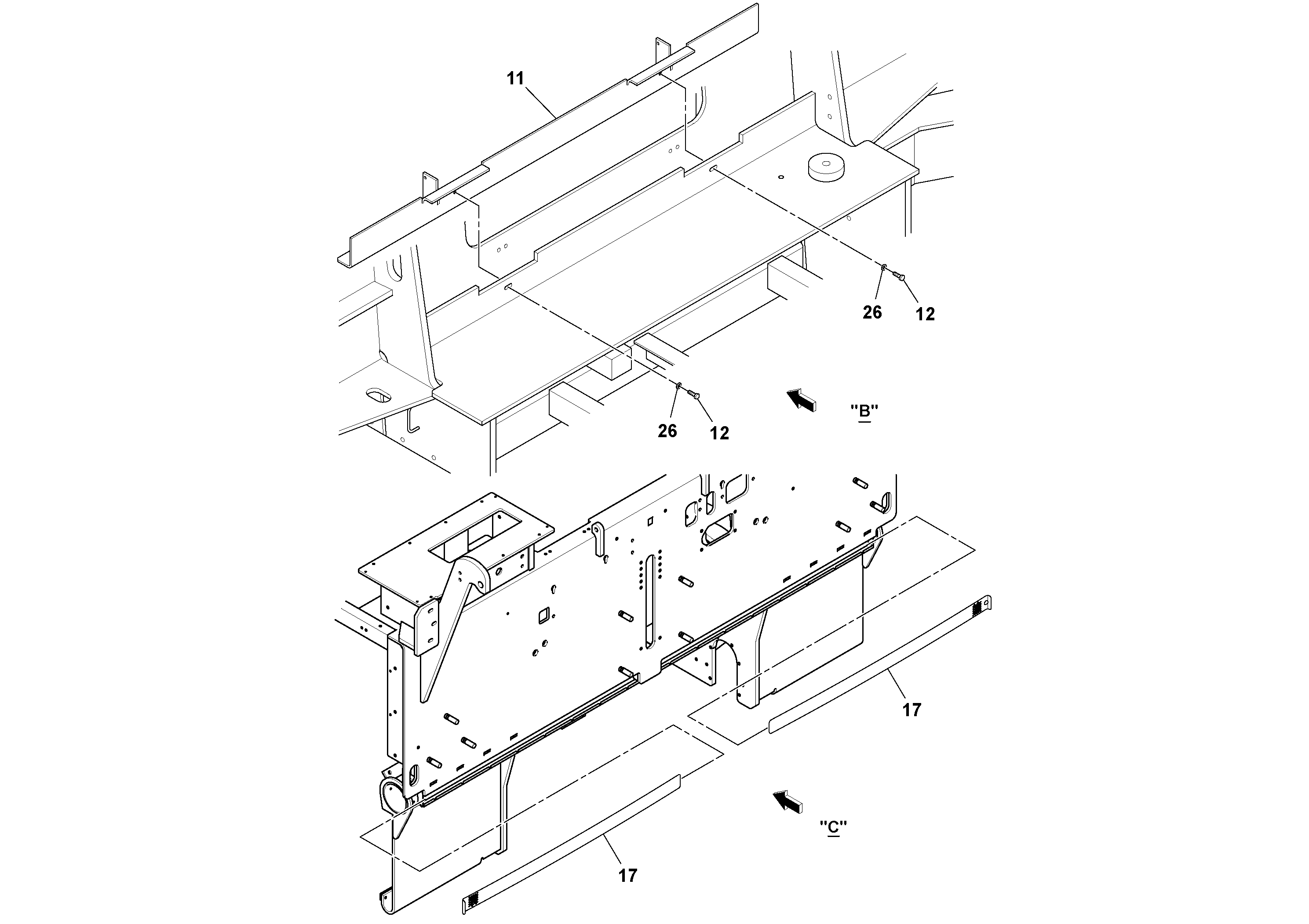 Схема запчастей Volvo PF6110 - 68655 Main Frame Installation PF6110 S/N 197474 -