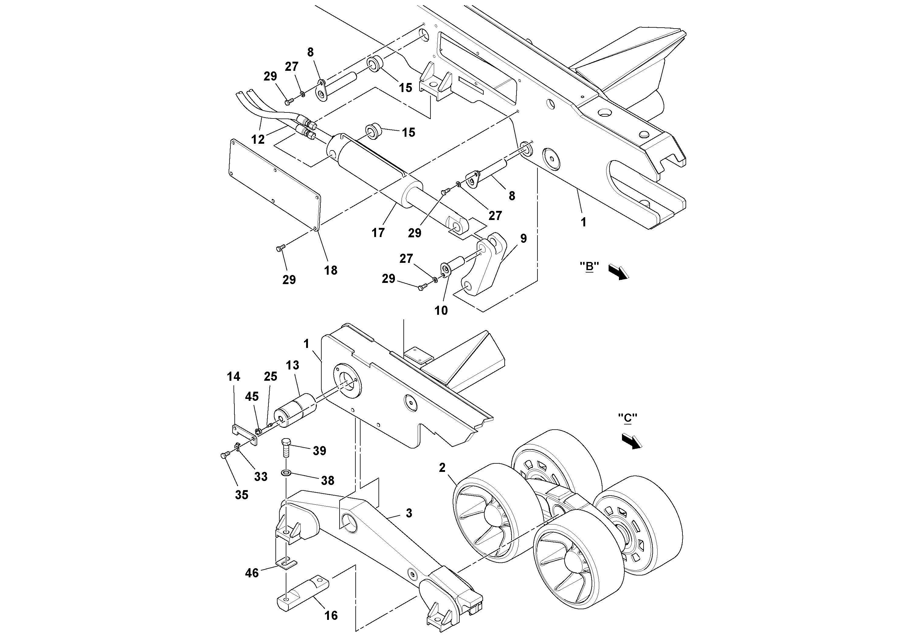 Схема запчастей Volvo PF6110 - 31631 Track Frame Assembly PF6110 S/N 197474 -