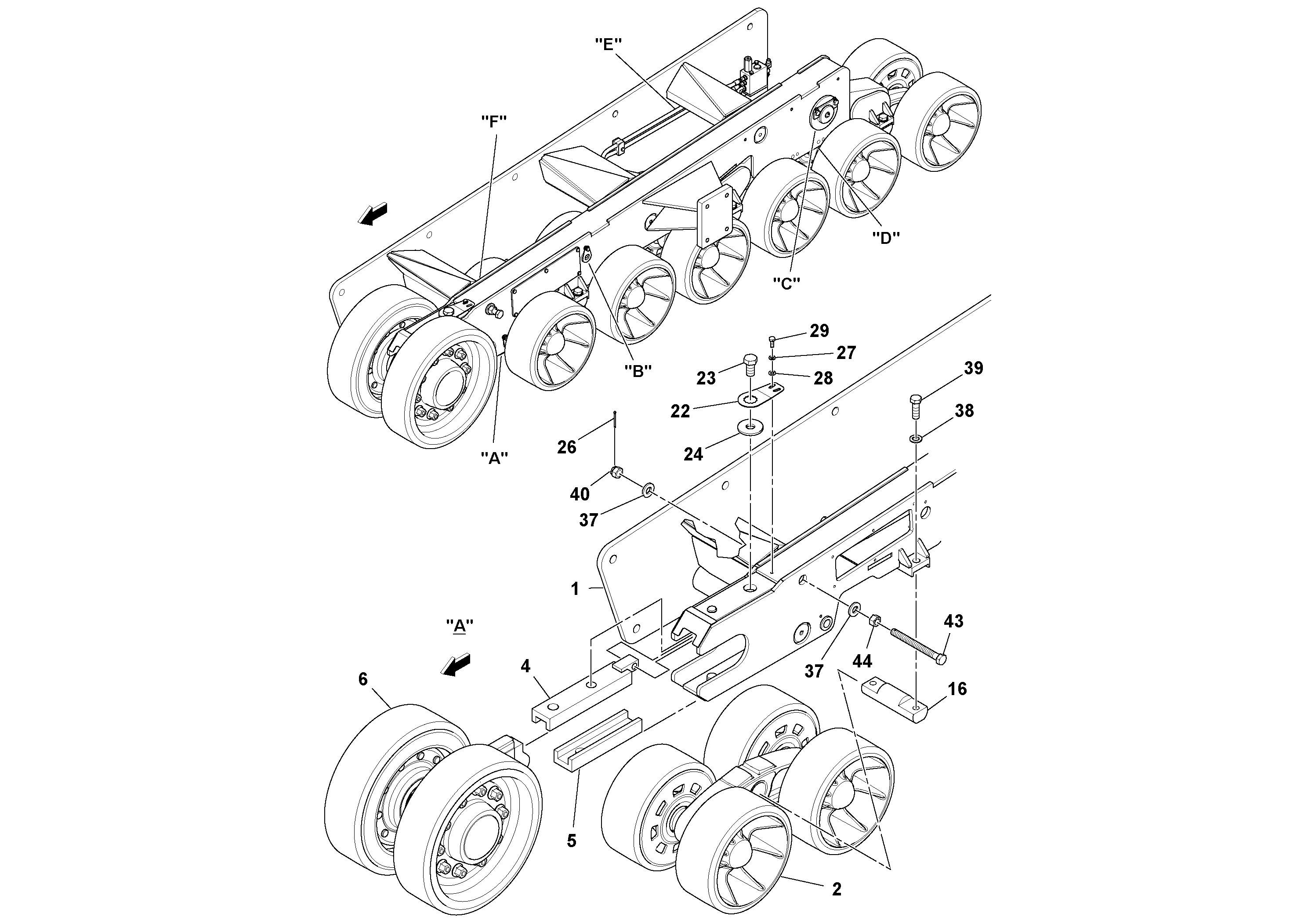 Схема запчастей Volvo PF6110 - 46775 Undercarriage Assembly PF6110 S/N 197474 -
