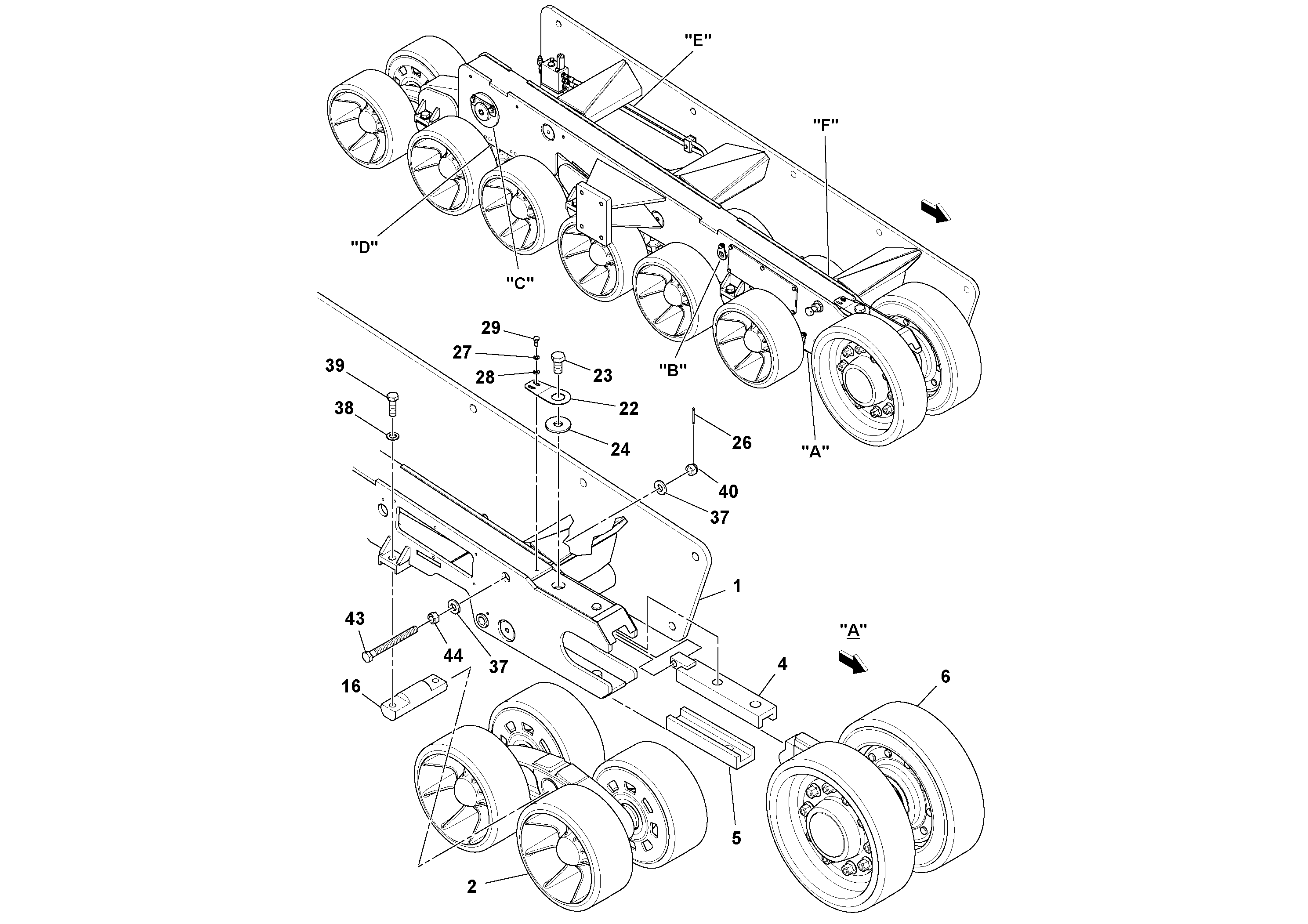 Схема запчастей Volvo PF6110 - 46776 Track Frame Assembly PF6110 S/N 197474 -