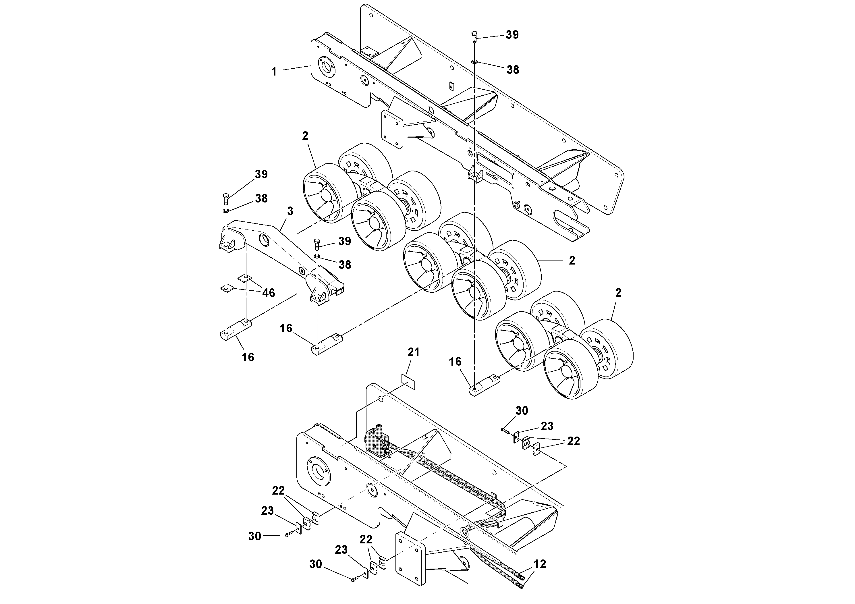 Схема запчастей Volvo PF6110 - 49127 Undercarriage Assembly PF6110 S/N 197474 -
