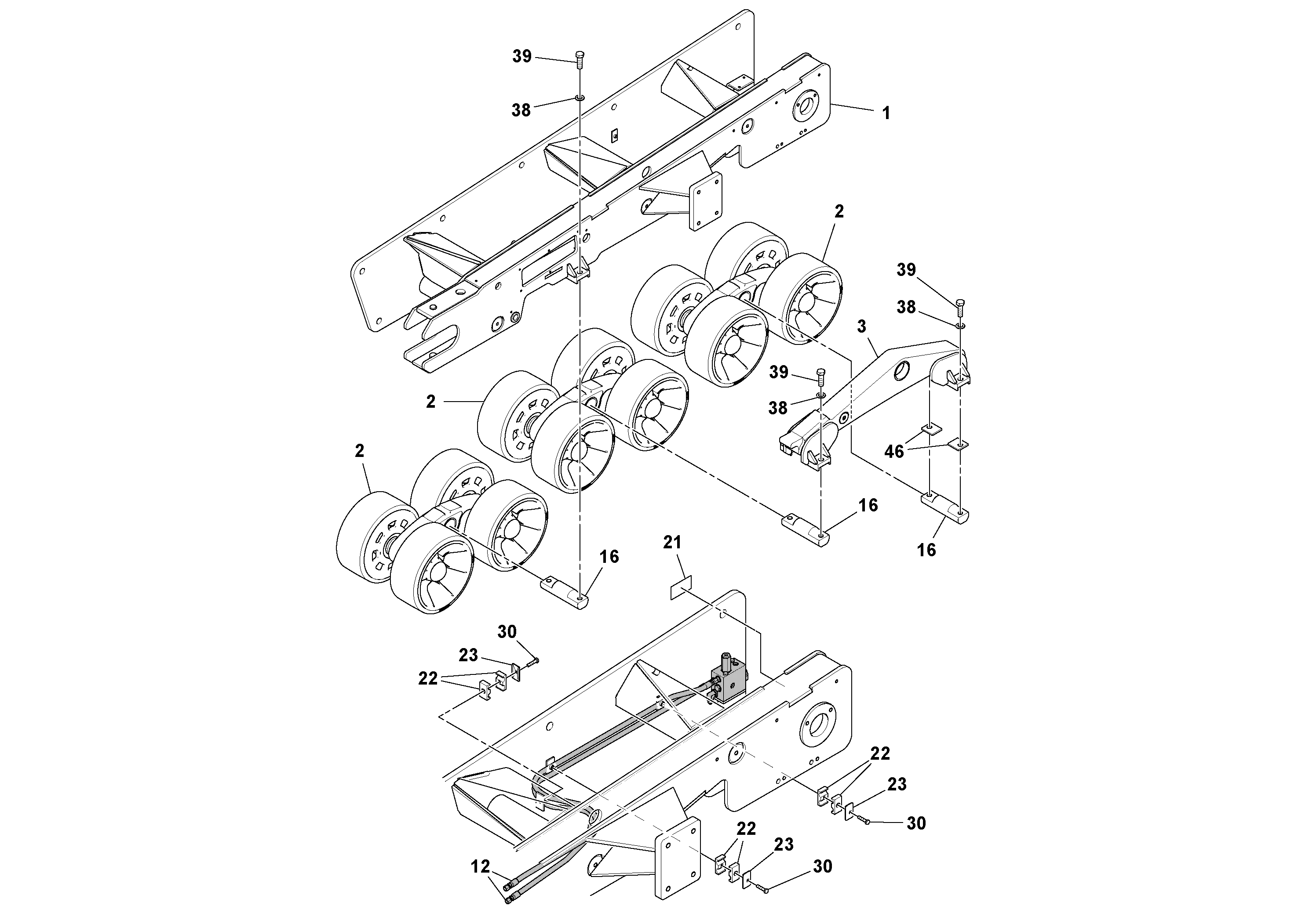 Схема запчастей Volvo PF6110 - 51318 Undercarriage Assembly PF6110 S/N 197474 -