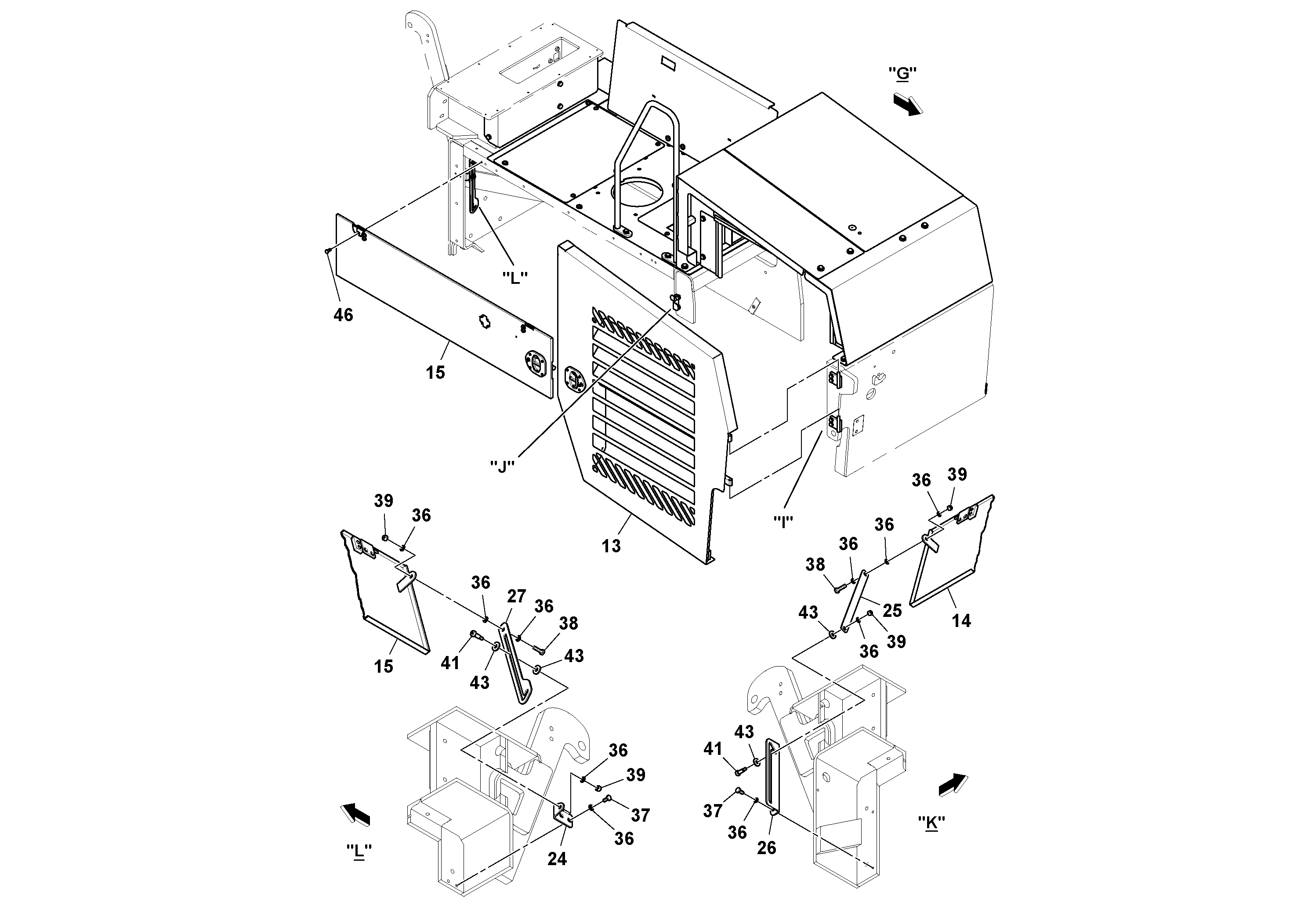 Схема запчастей Volvo PF6110 - 25474 Hood And Deck Installation PF6110 S/N 197474 -
