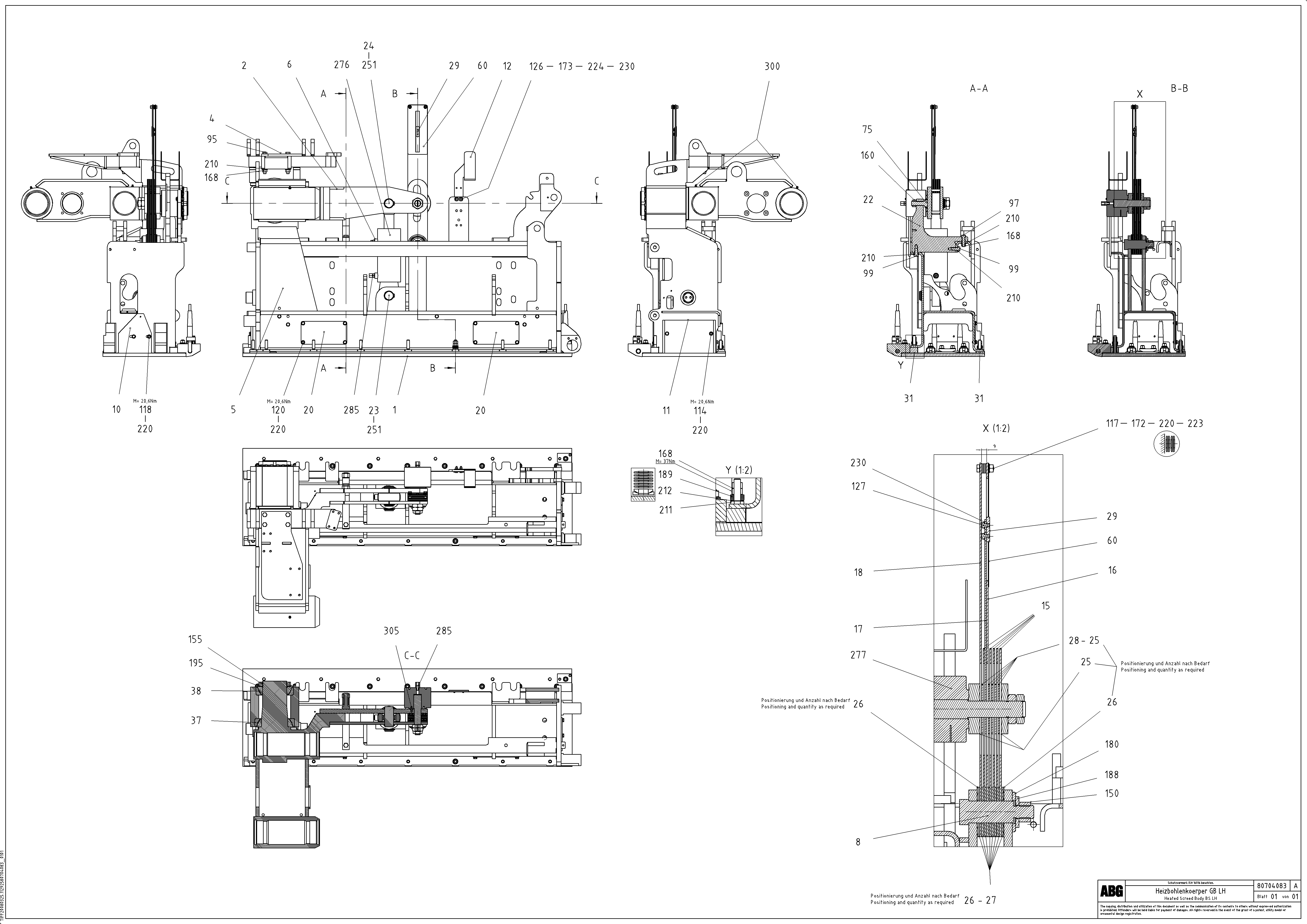 Схема запчастей Volvo PF6110 - 69878 Heated Screed Body OMNI 1000 ATT. SCREEDS 3,0 - 9,0M PF6110, PF6160/6170