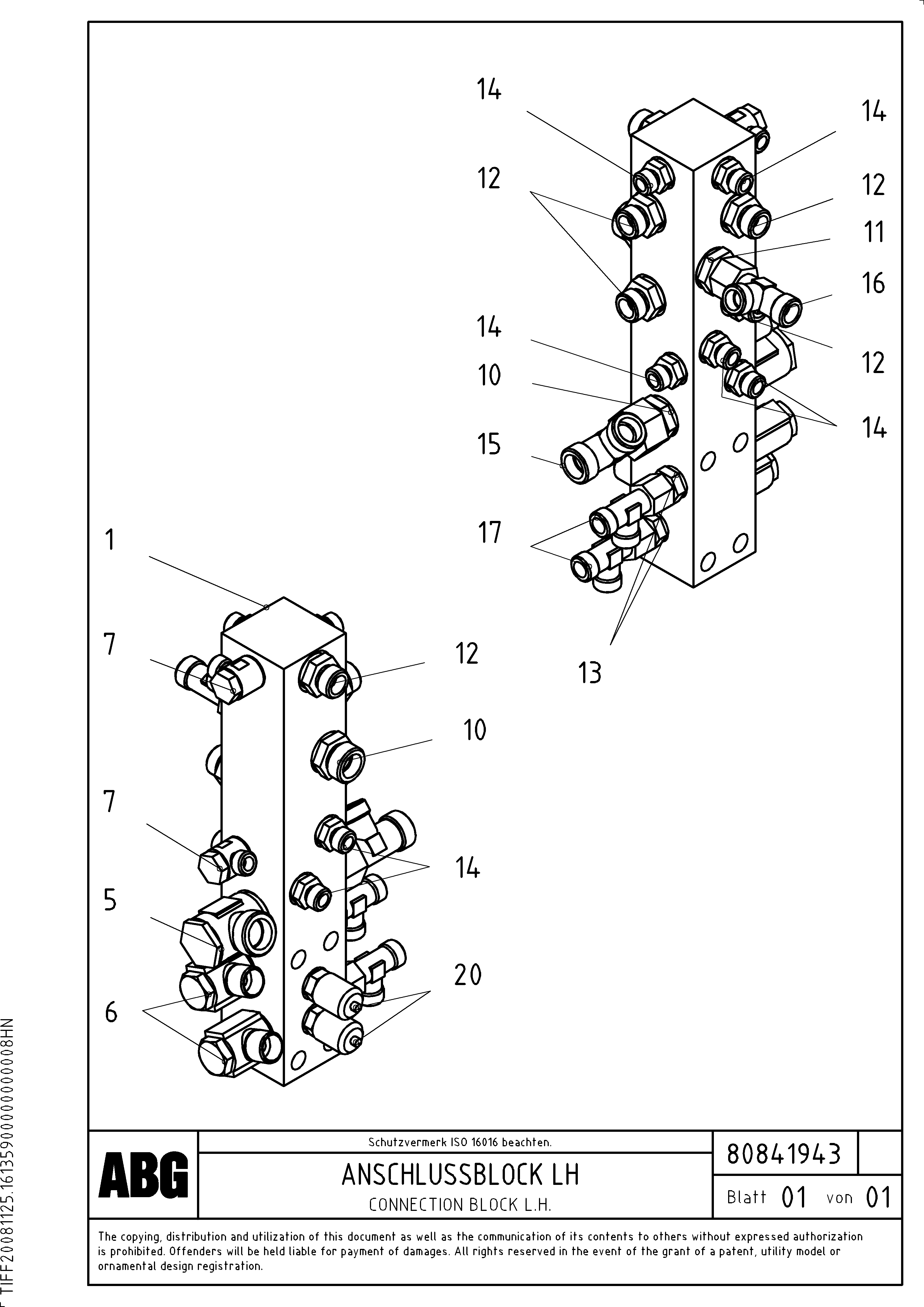 Схема запчастей Volvo PF6110 - 73626 Connection block OMNI 1000 ATT. SCREEDS 3,0 - 9,0M PF6110, PF6160/6170