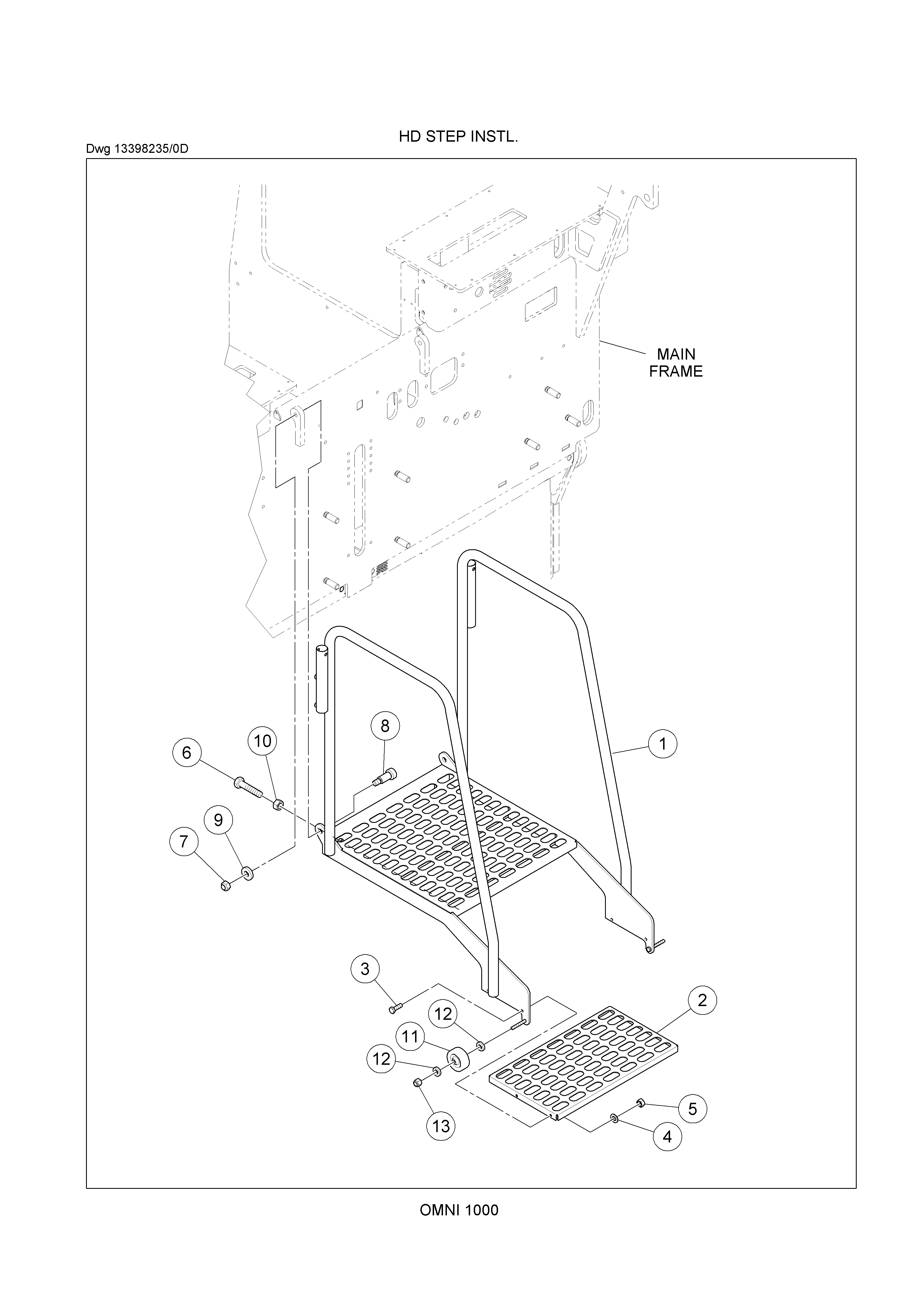 Схема запчастей Volvo PF6110 - 94407 Foot step OMNI 1001 ATT. SCREEDS 3,0 - 9,0M PF6110 PF6160/PF6170