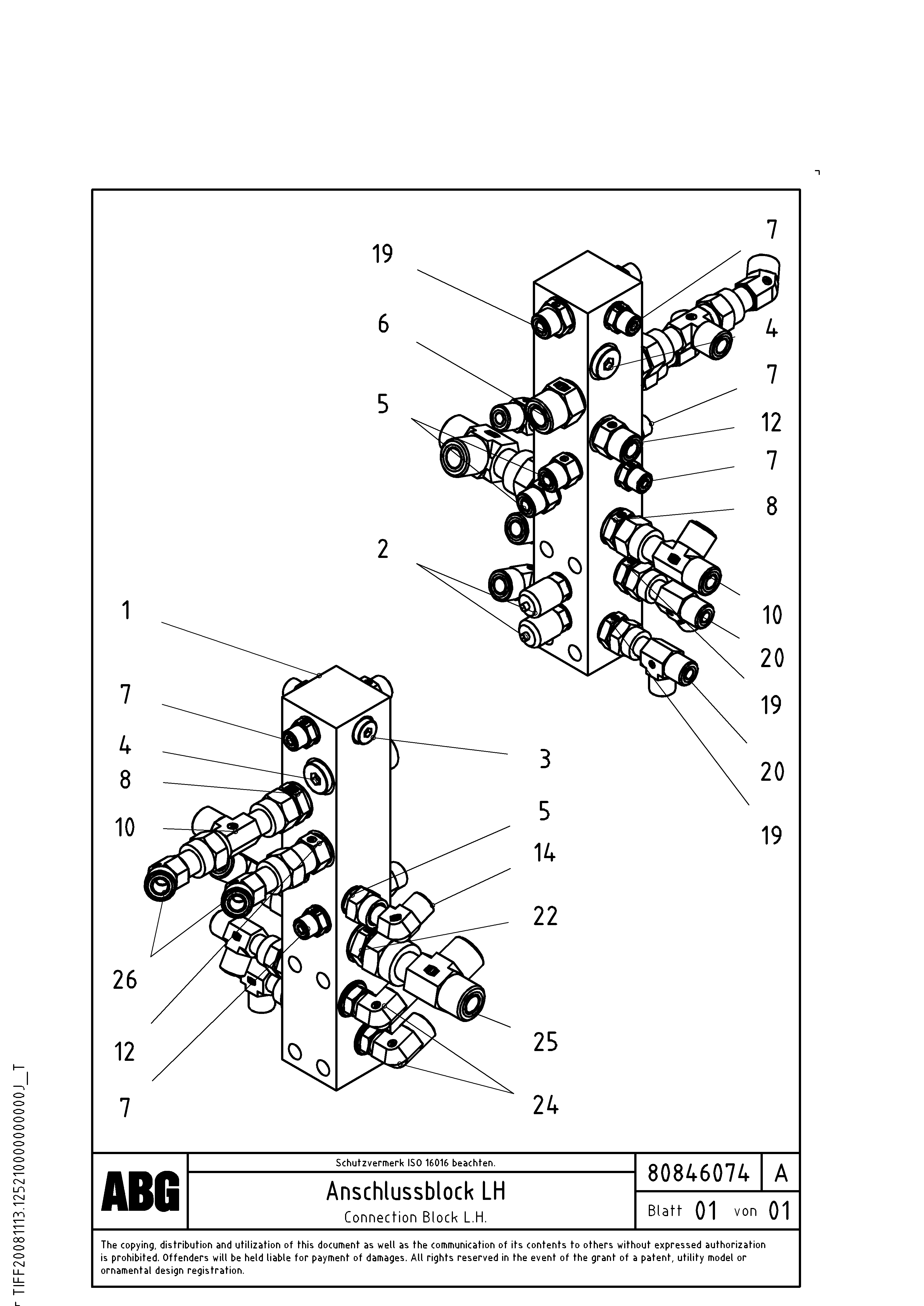 Схема запчастей Volvo PF6110 - 94366 Connection block on basic screed OMNI 1001 ATT. SCREEDS 3,0 - 9,0M PF6110 PF6160/PF6170