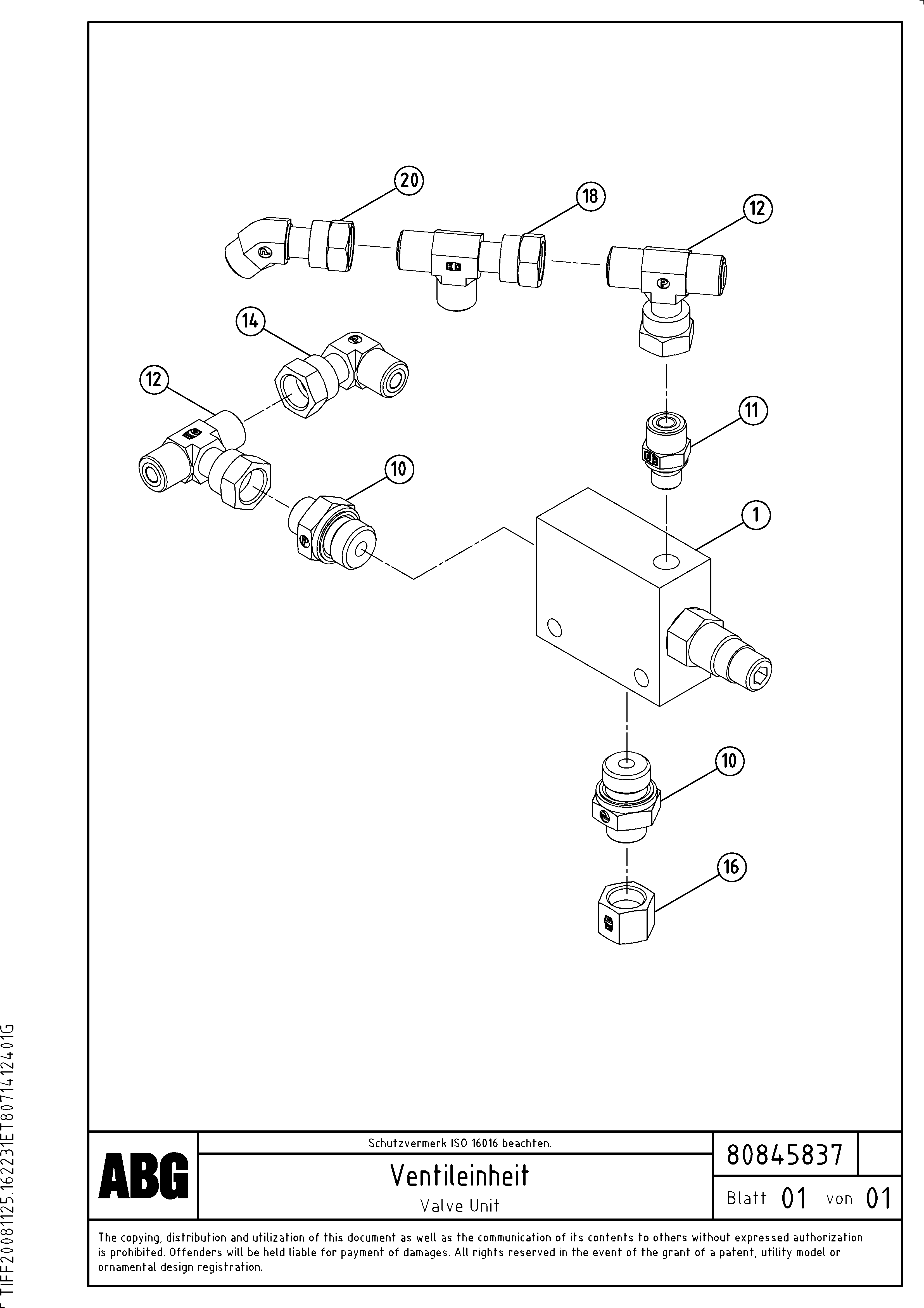 Схема запчастей Volvo PF6110 - 94647 Valve block for towing arms OMNI 1001 ATT. SCREEDS 3,0 - 9,0M PF6110 PF6160/PF6170