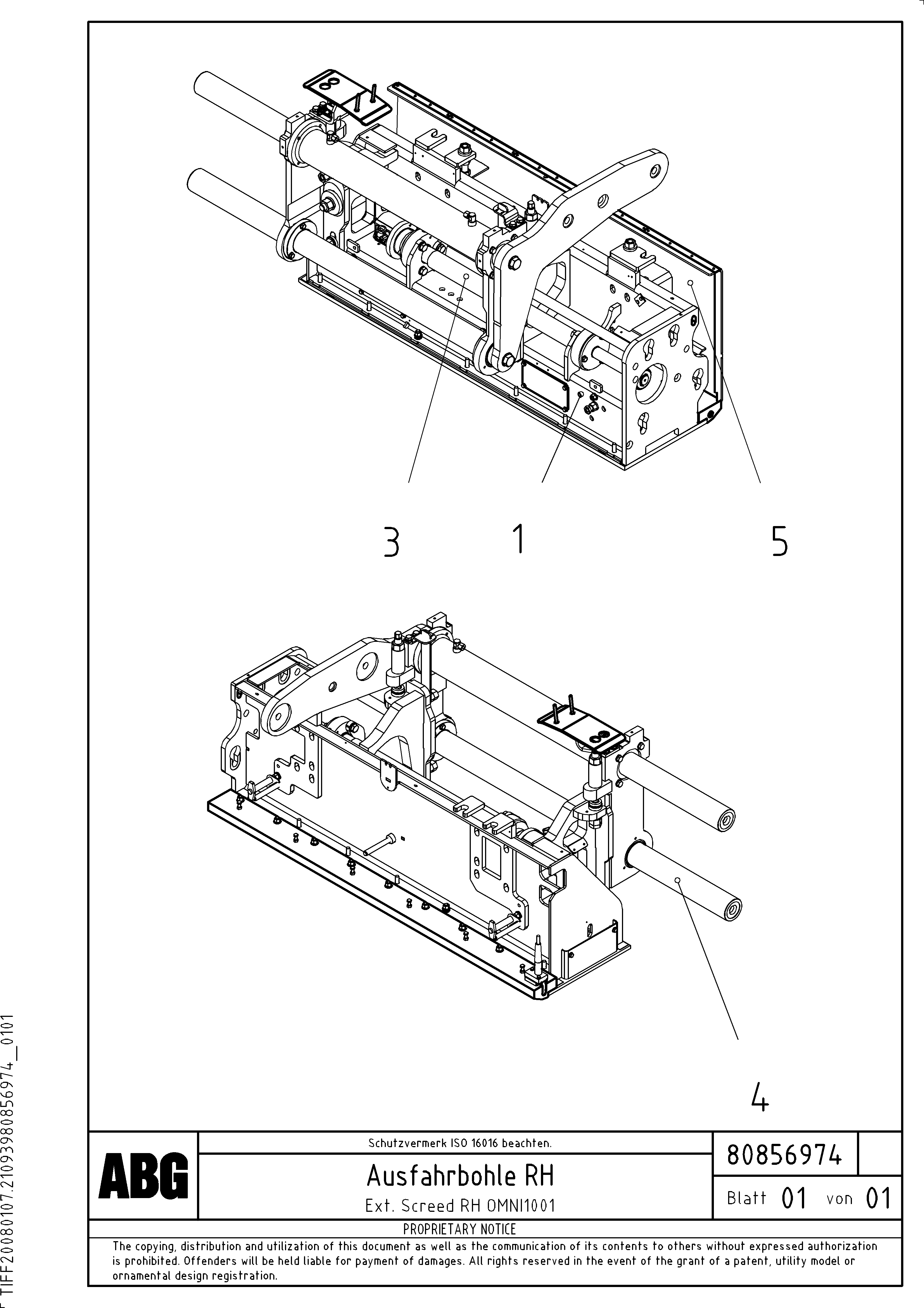 Схема запчастей Volvo PF6110 - 94397 Extendable screed OMNI 1001 ATT. SCREEDS 3,0 - 9,0M PF6110 PF6160/PF6170