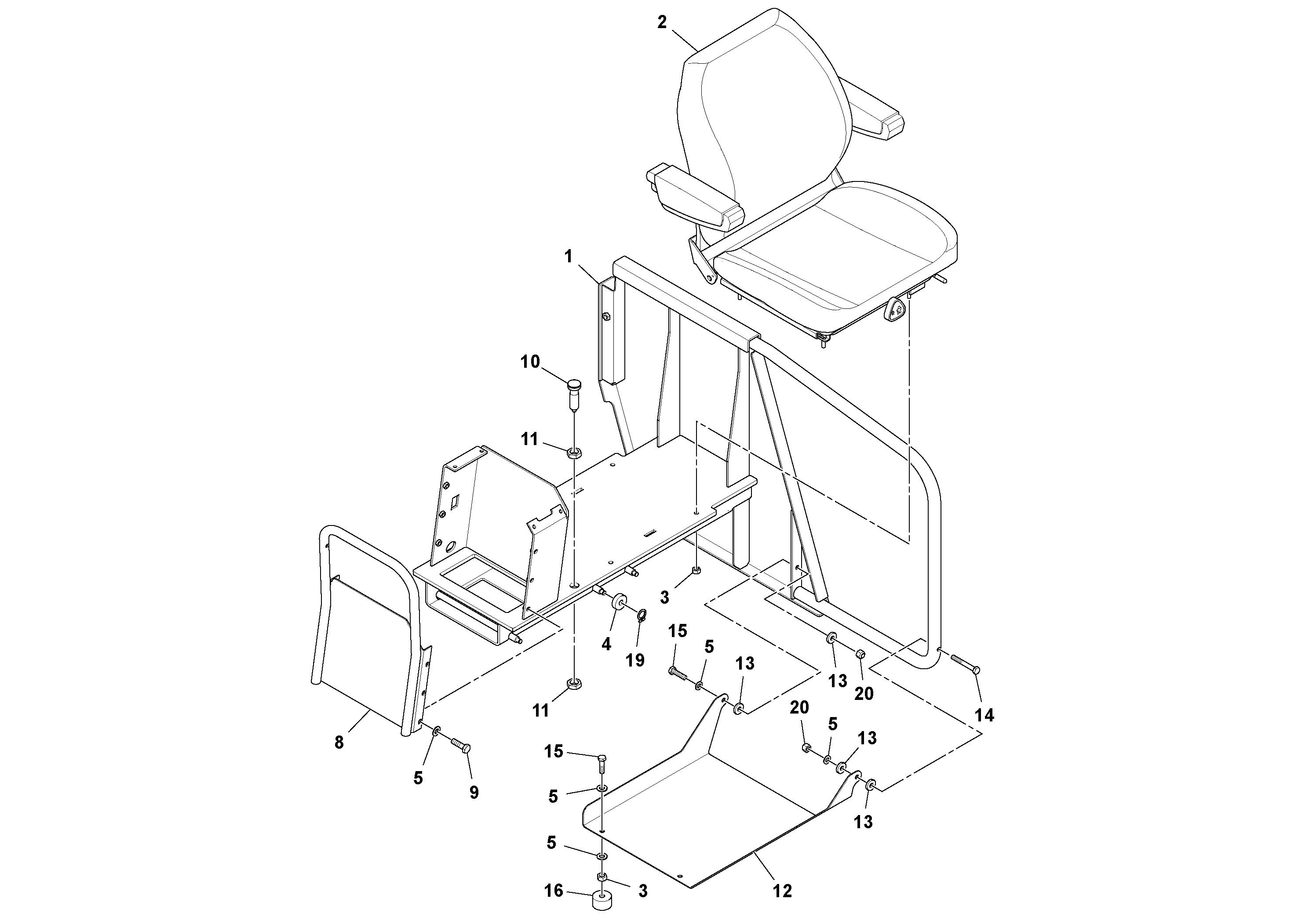 Схема запчастей Volvo PF6110 - 29369 Seat Assembly PF6110 S/N 197474 -