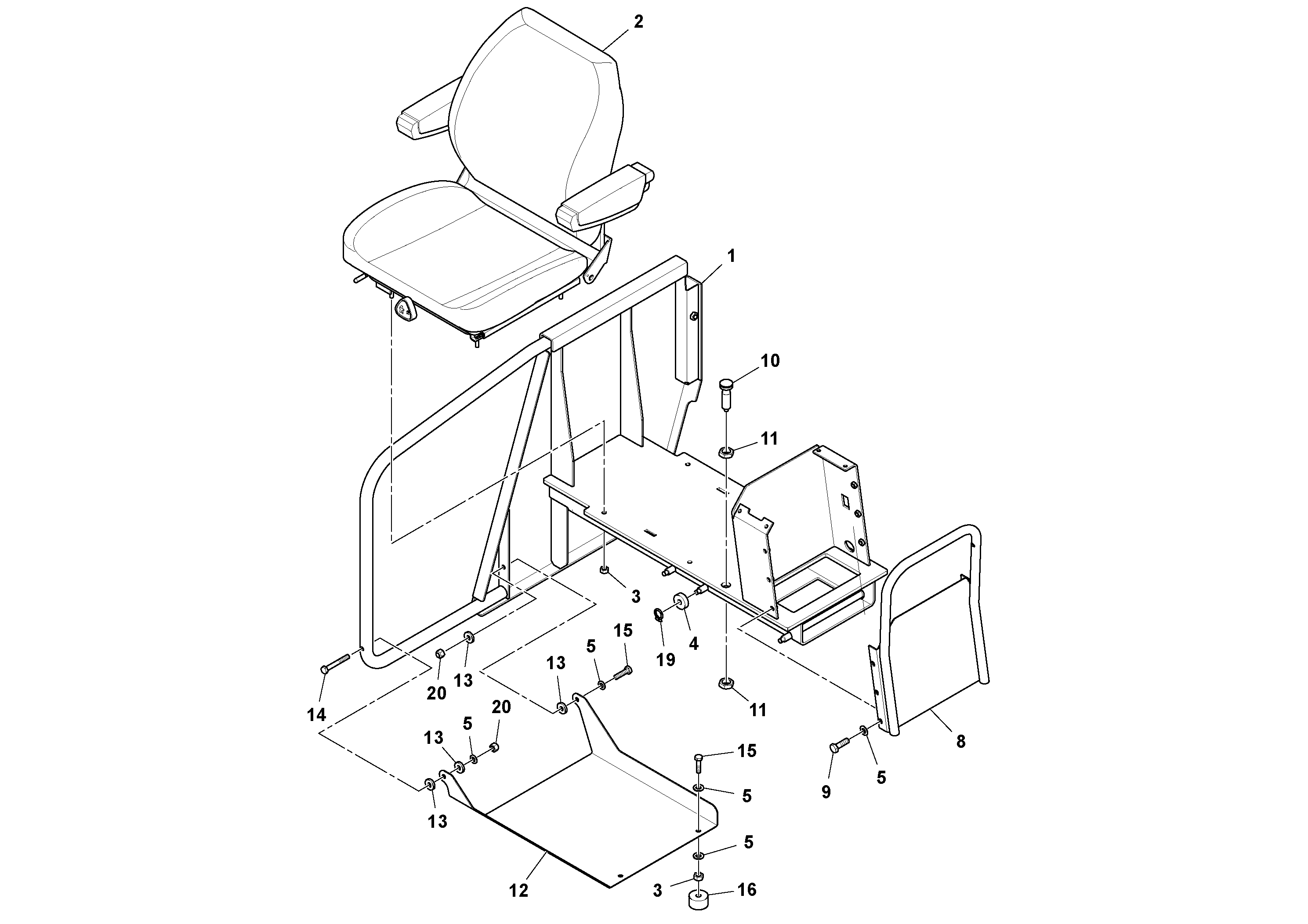 Схема запчастей Volvo PF6110 - 35007 Seat Assembly PF6110 S/N 197474 -