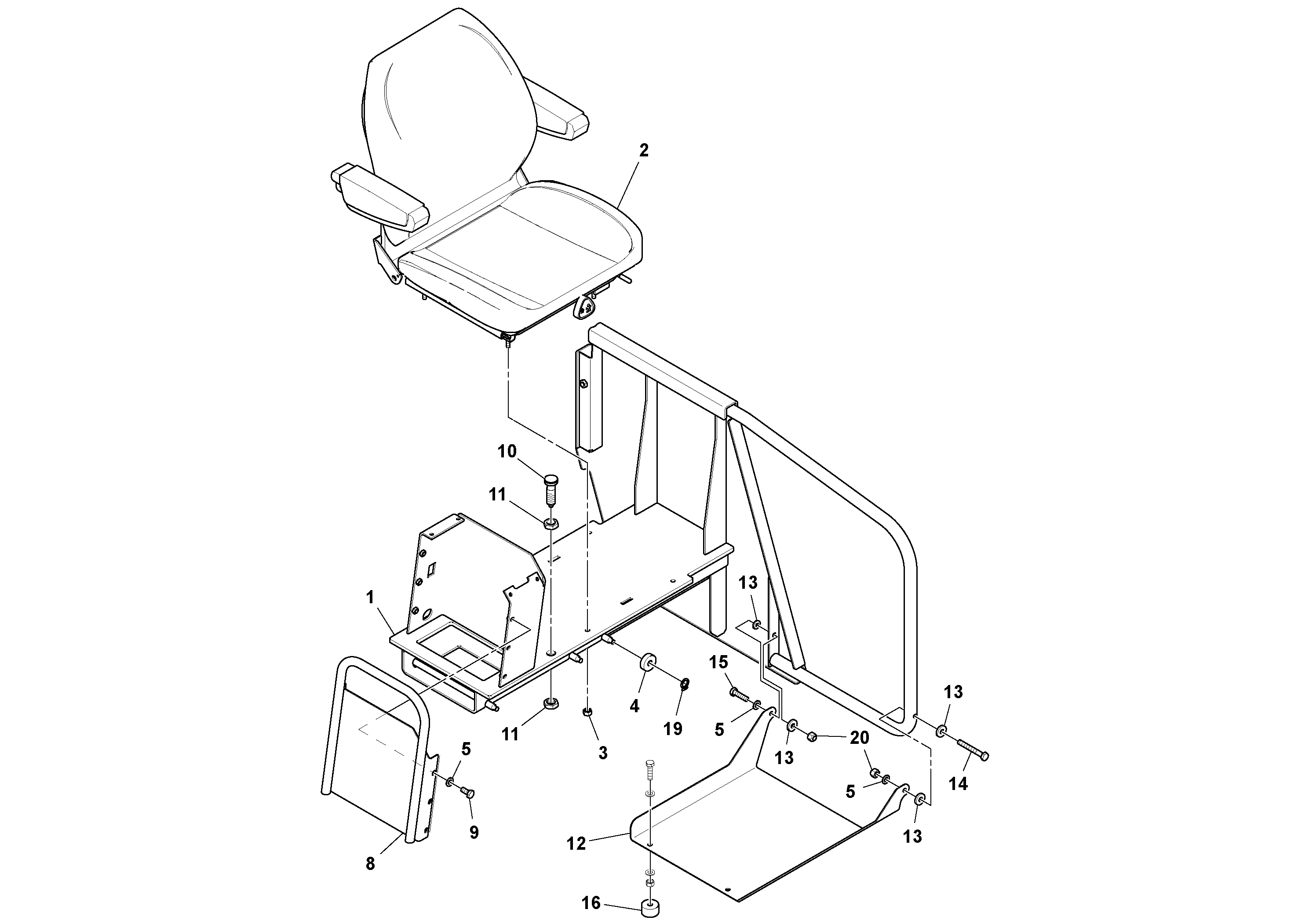 Схема запчастей Volvo PF6110 - 37488 Seat Assembly PF6110 S/N 197474 -