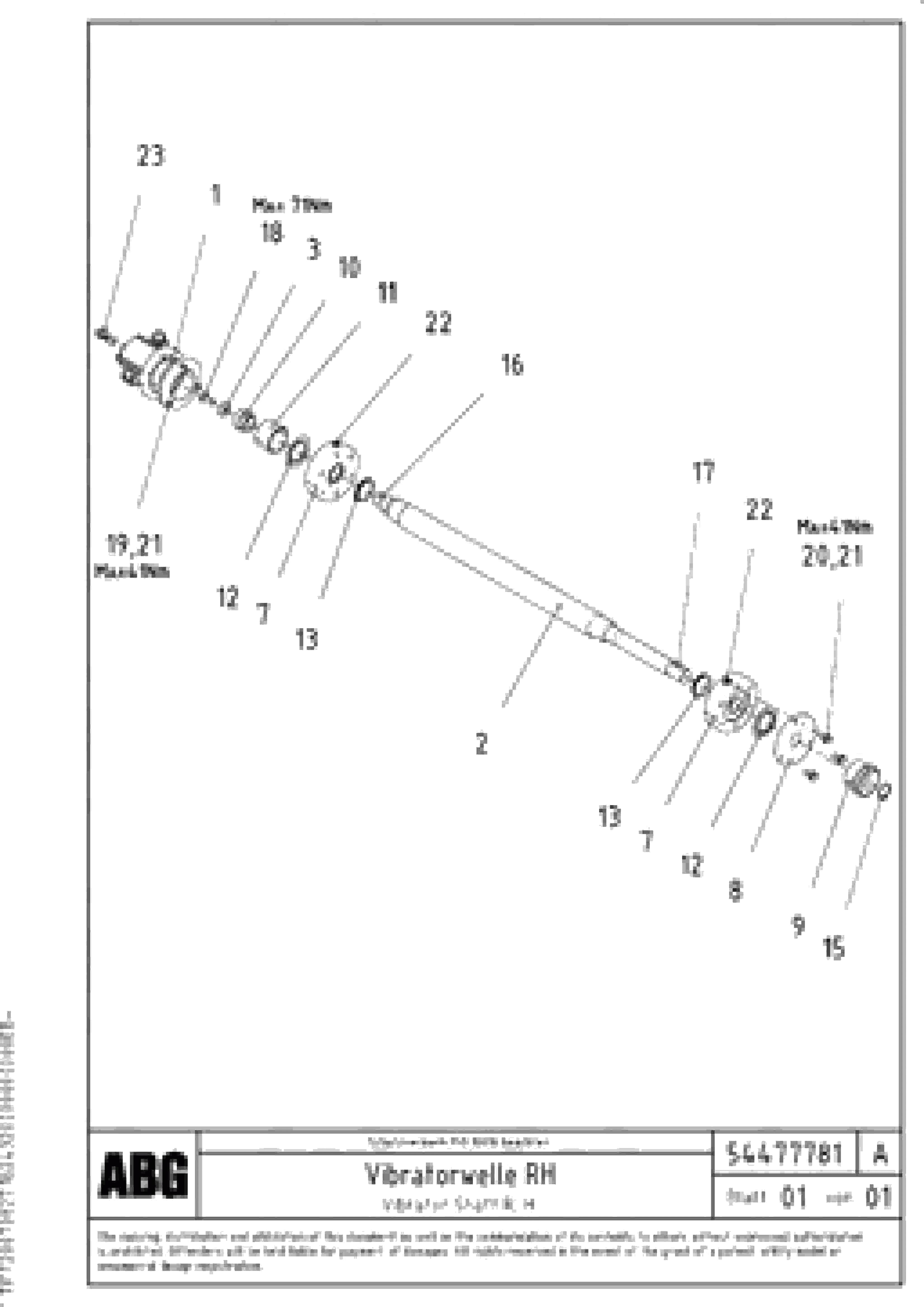 Схема запчастей Volvo PF6110 - 75090 Vibrator shaft for extension OMNI 1000 ATT. SCREEDS 3,0 - 9,0M PF6110, PF6160/6170