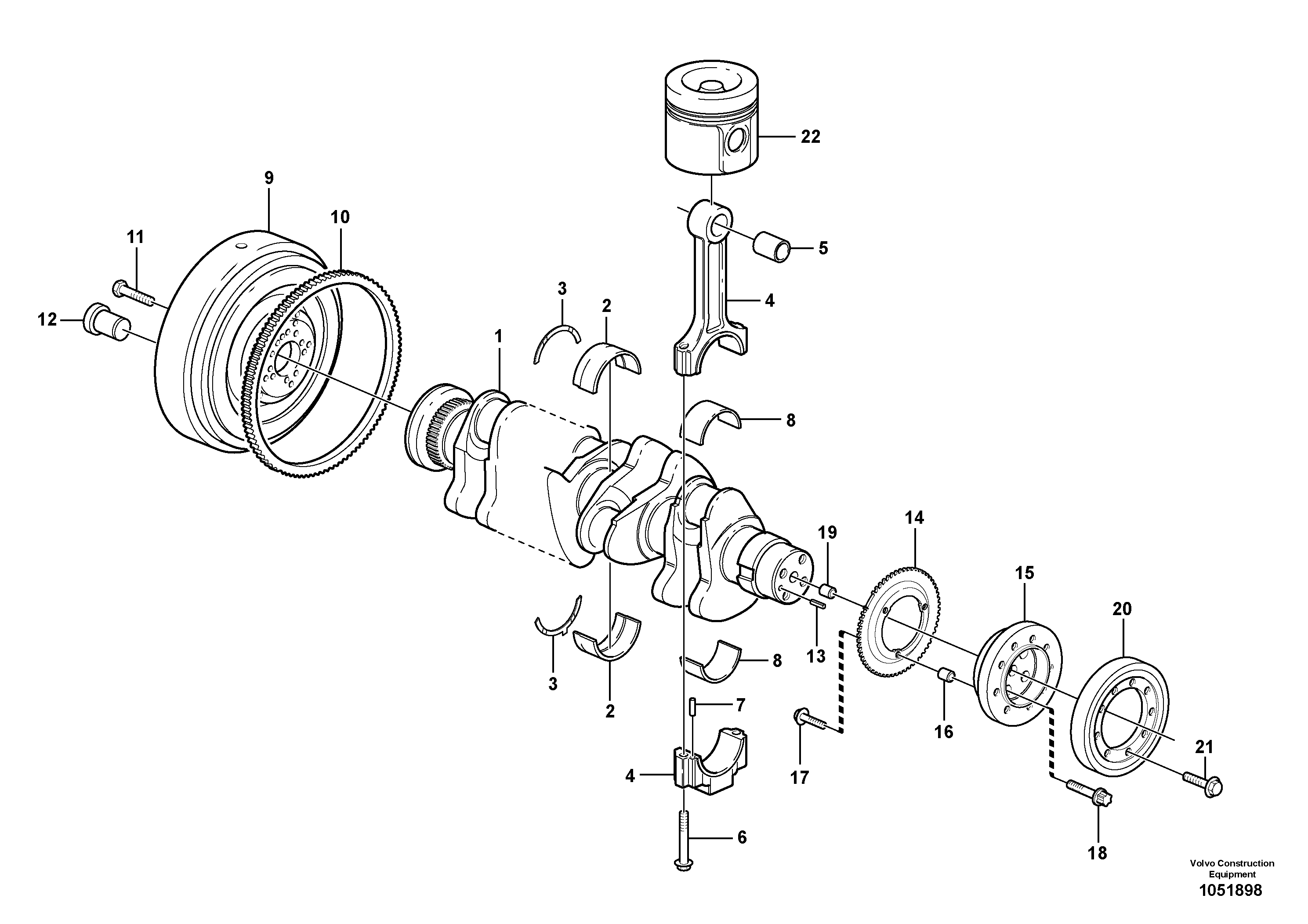 Схема запчастей Volvo ABG7820B - 29344 Crankshaft and related parts ABG7820/ABG7820B ABG7820 S/N 21064-23058 ABG7820B S/N 23059 -
