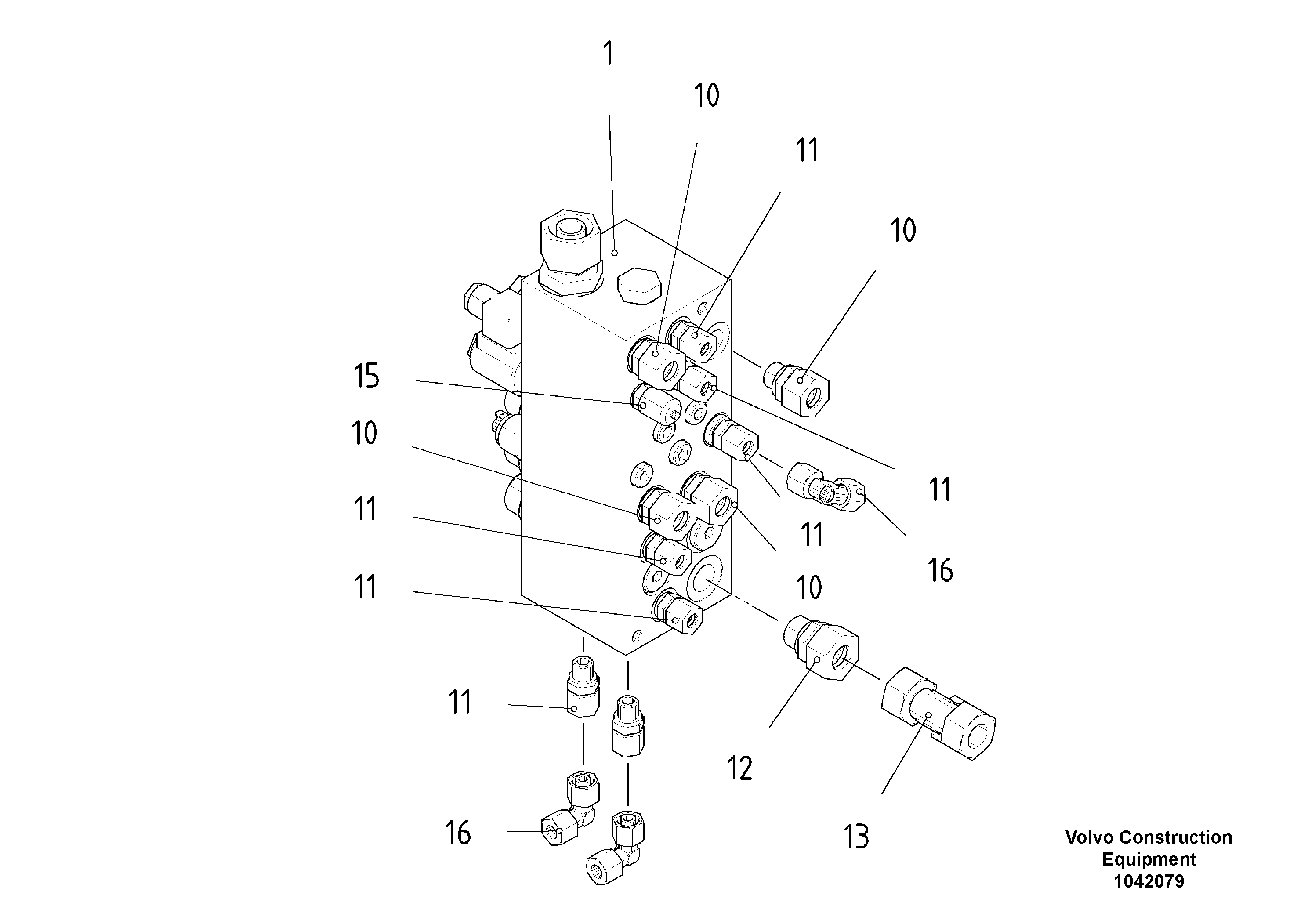 Схема запчастей Volvo ABG7820B - 60834 Valve block cylinder ABG7820/ABG7820B ABG7820 S/N 21064-23058 ABG7820B S/N 23059 -
